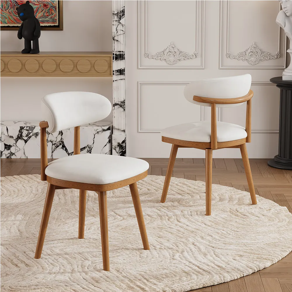 Mid-Century Modern Swivel Upholstered Dining Chairs Set of 2