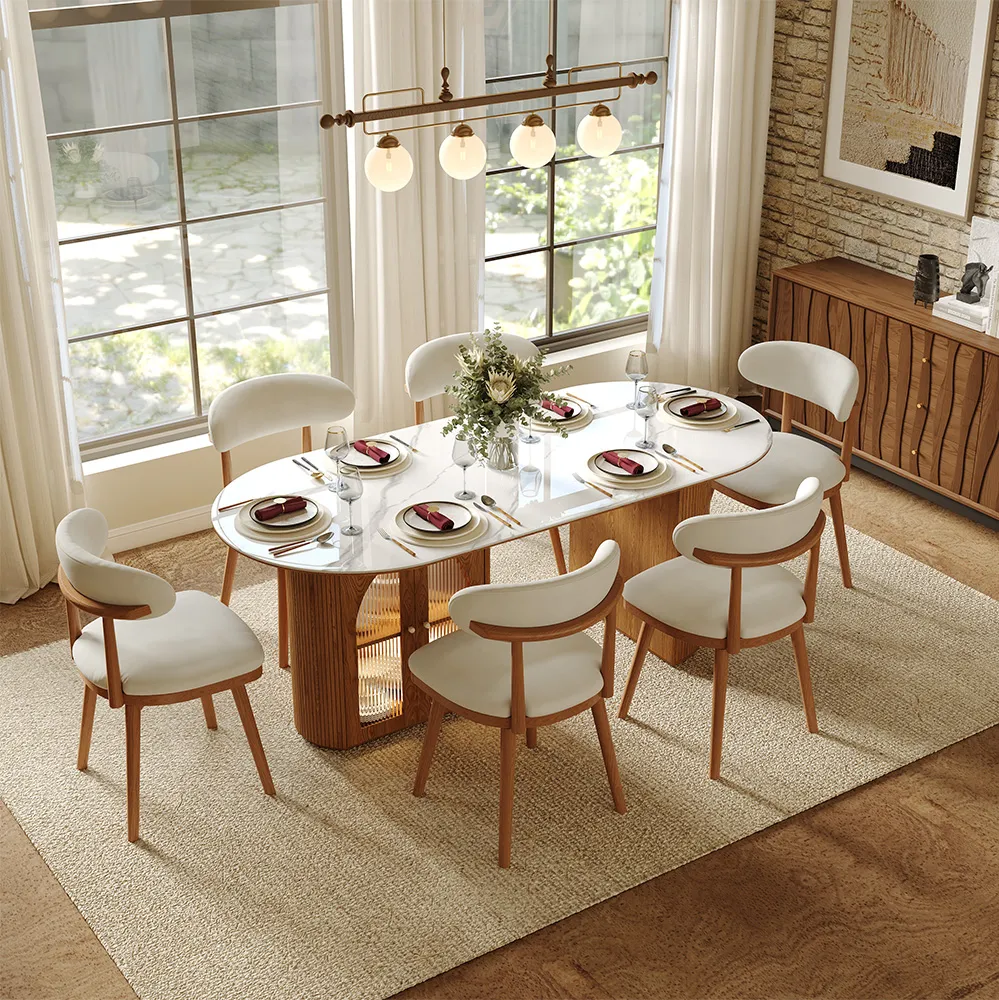 Mid-Century Modern Swivel Upholstered Dining Chairs Set of 2