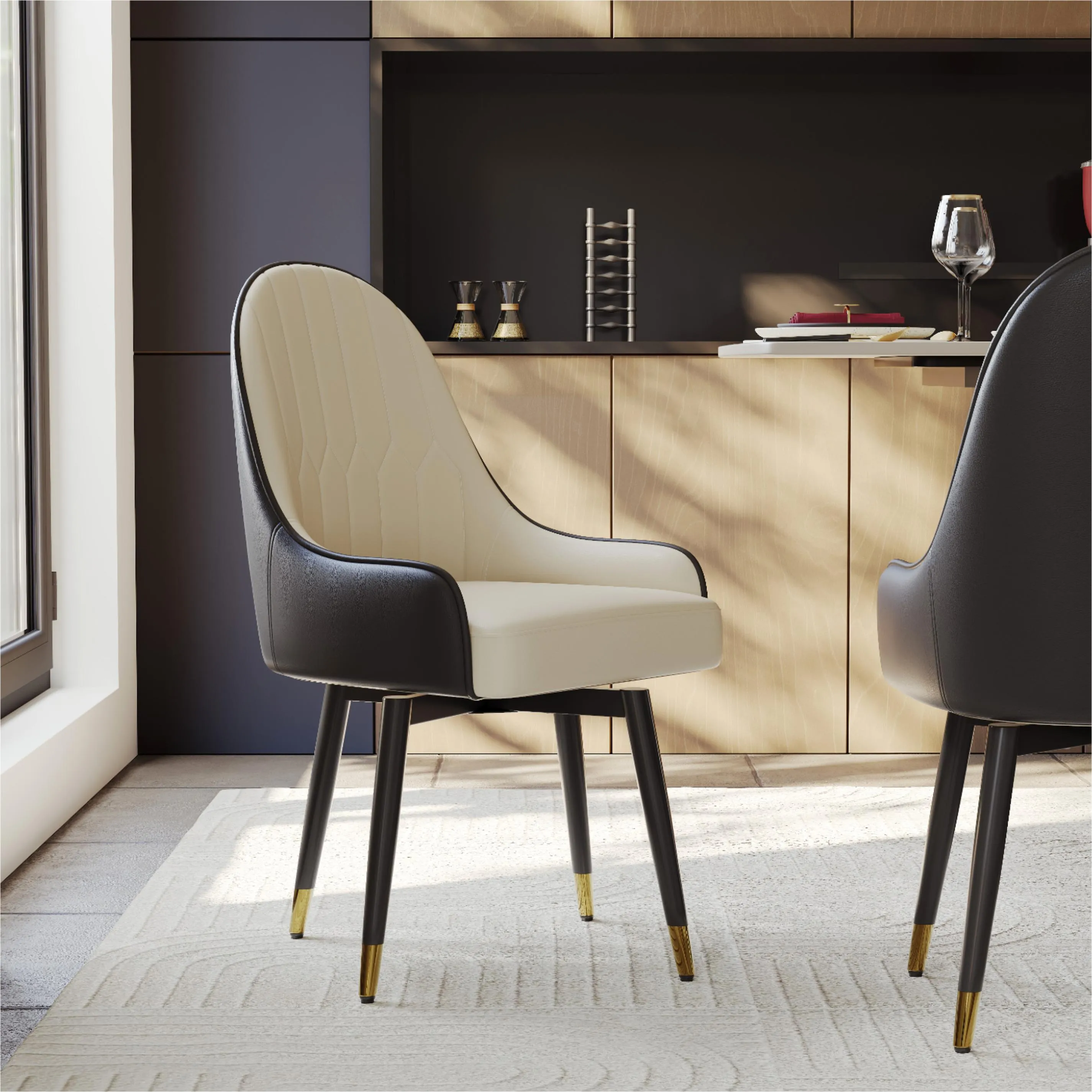 Modern Upholstered Swivel Dining Chairs Set of 2 Modern Upholstered Swivel Dining Chairs Set of 2