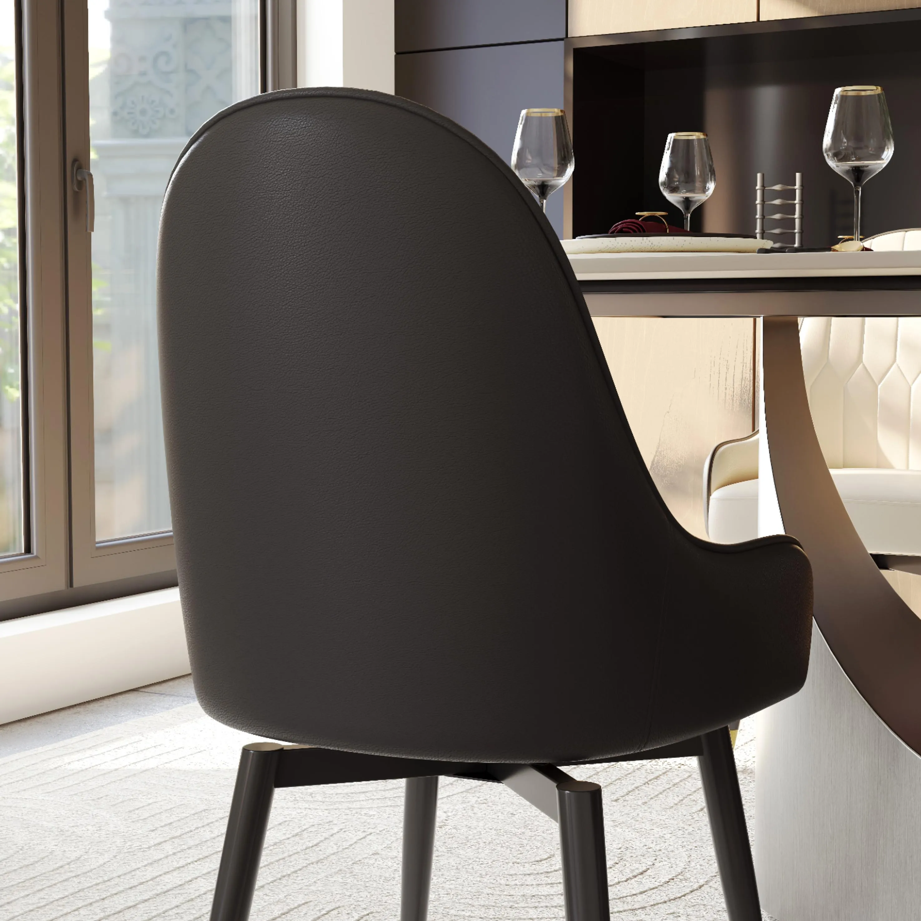 Modern Upholstered Swivel Dining Chairs Set of 2 Modern Upholstered Swivel Dining Chairs Set of 2