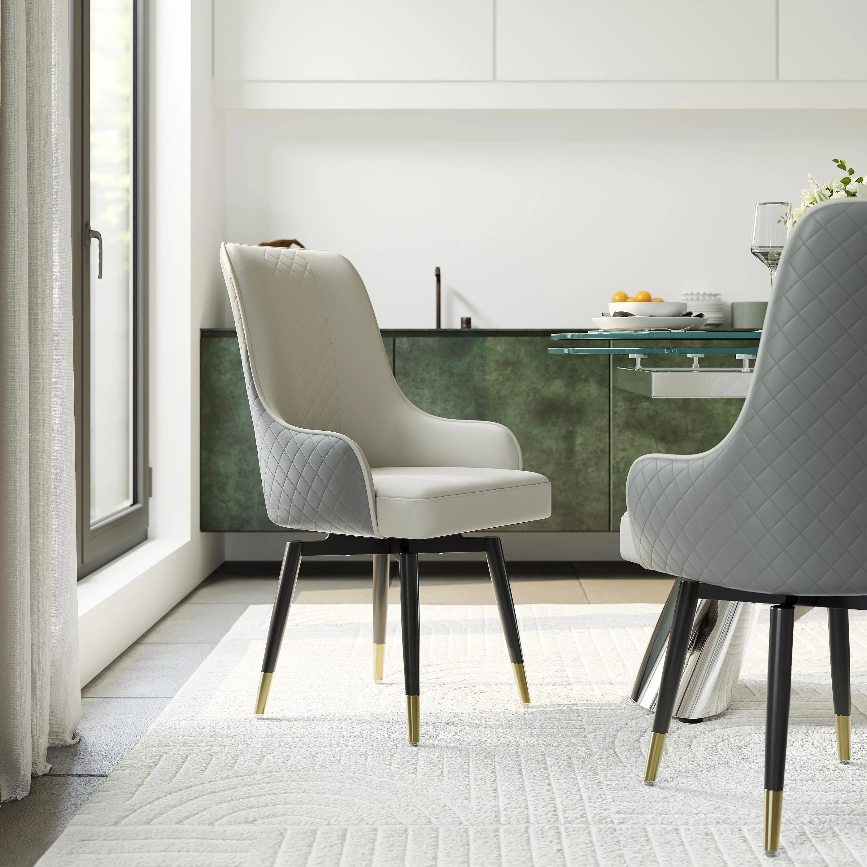 Modern Upholstered Swivel Dining Chairs Set of 2 Modern Upholstered Swivel Dining Chairs Set of 2