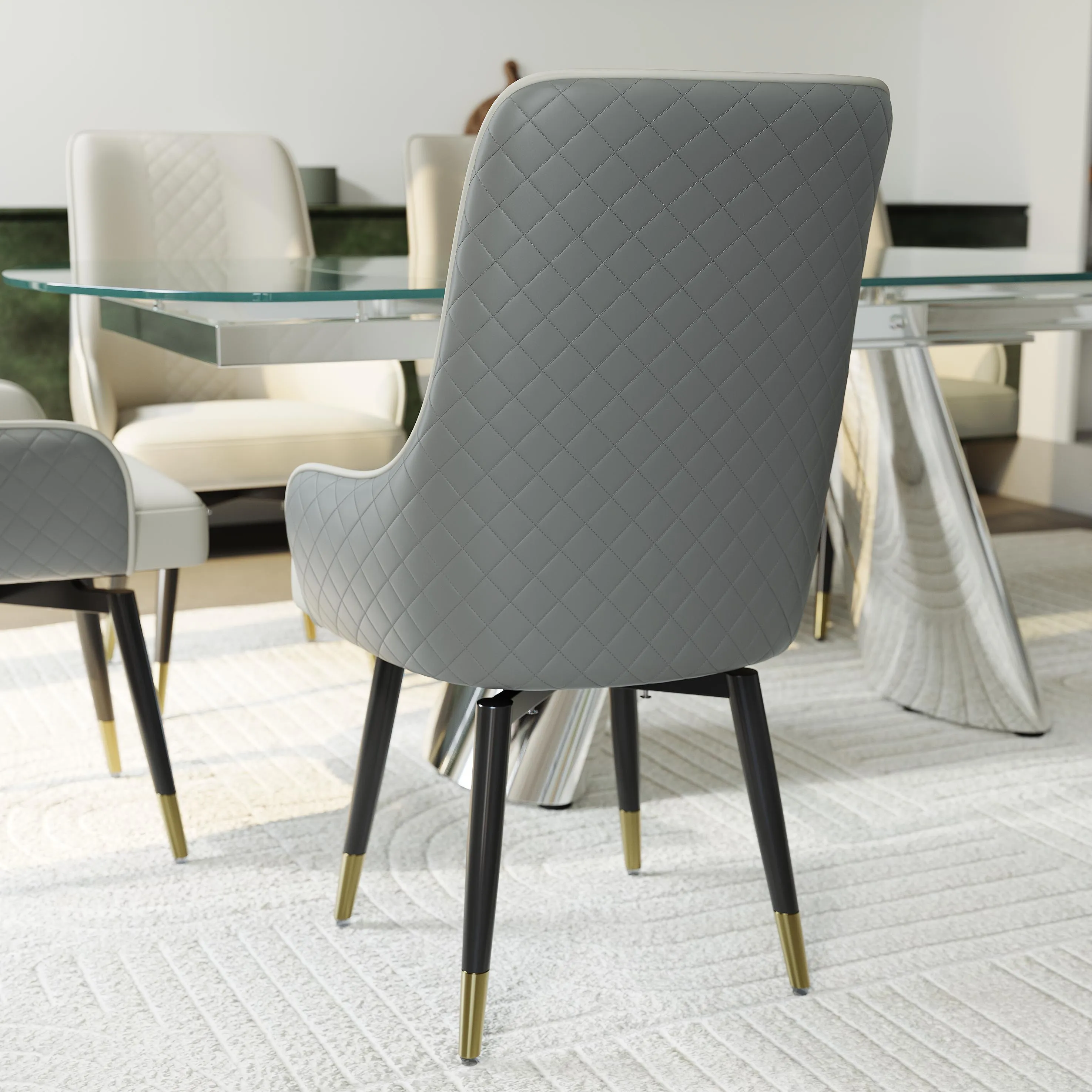Modern Upholstered Swivel Dining Chairs Set of 2 Modern Upholstered Swivel Dining Chairs Set of 2