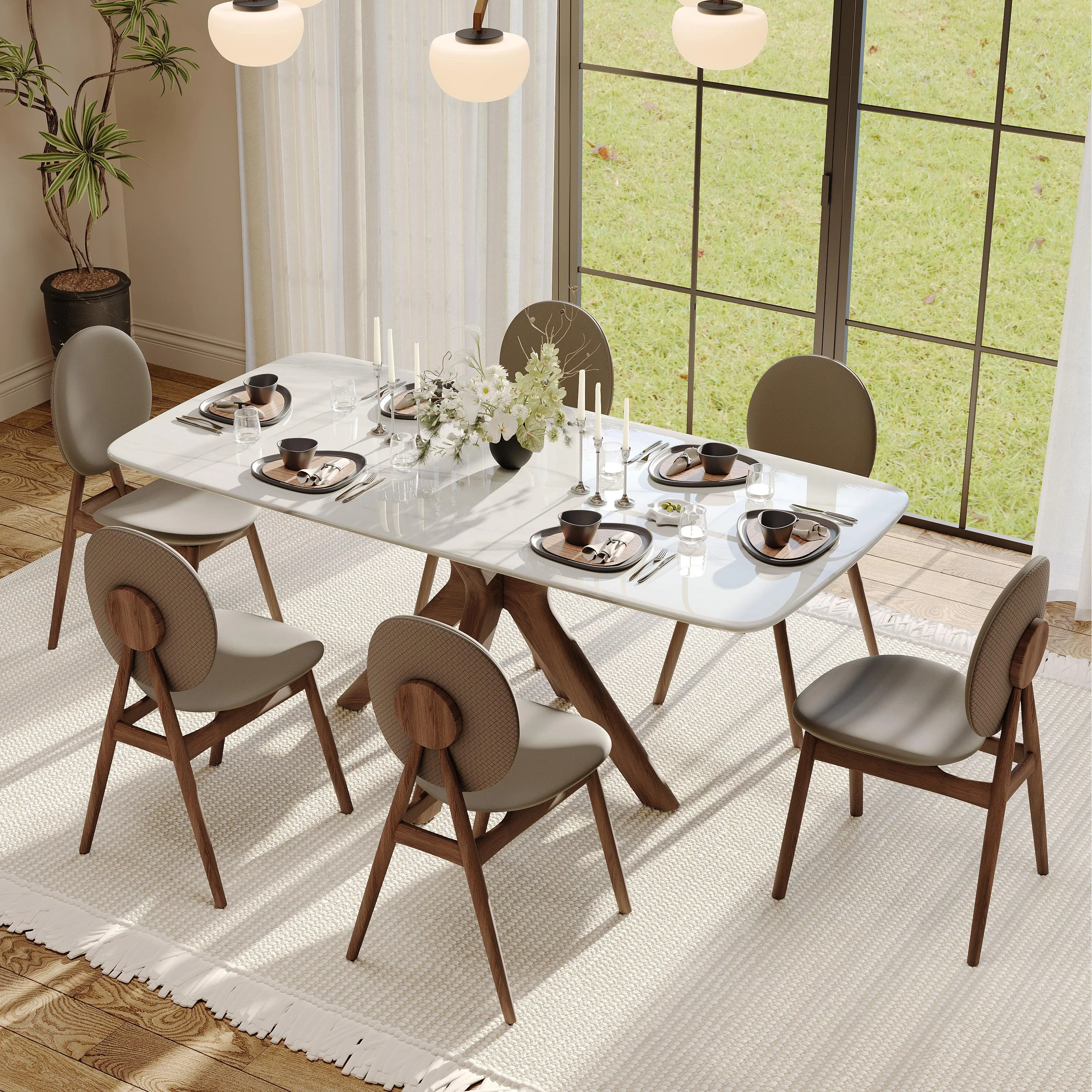 Mid-Century Modern Solid Wood Dining Chairs Set of 2 Mid-Century Modern Solid Wood Dining Chairs Set of 2