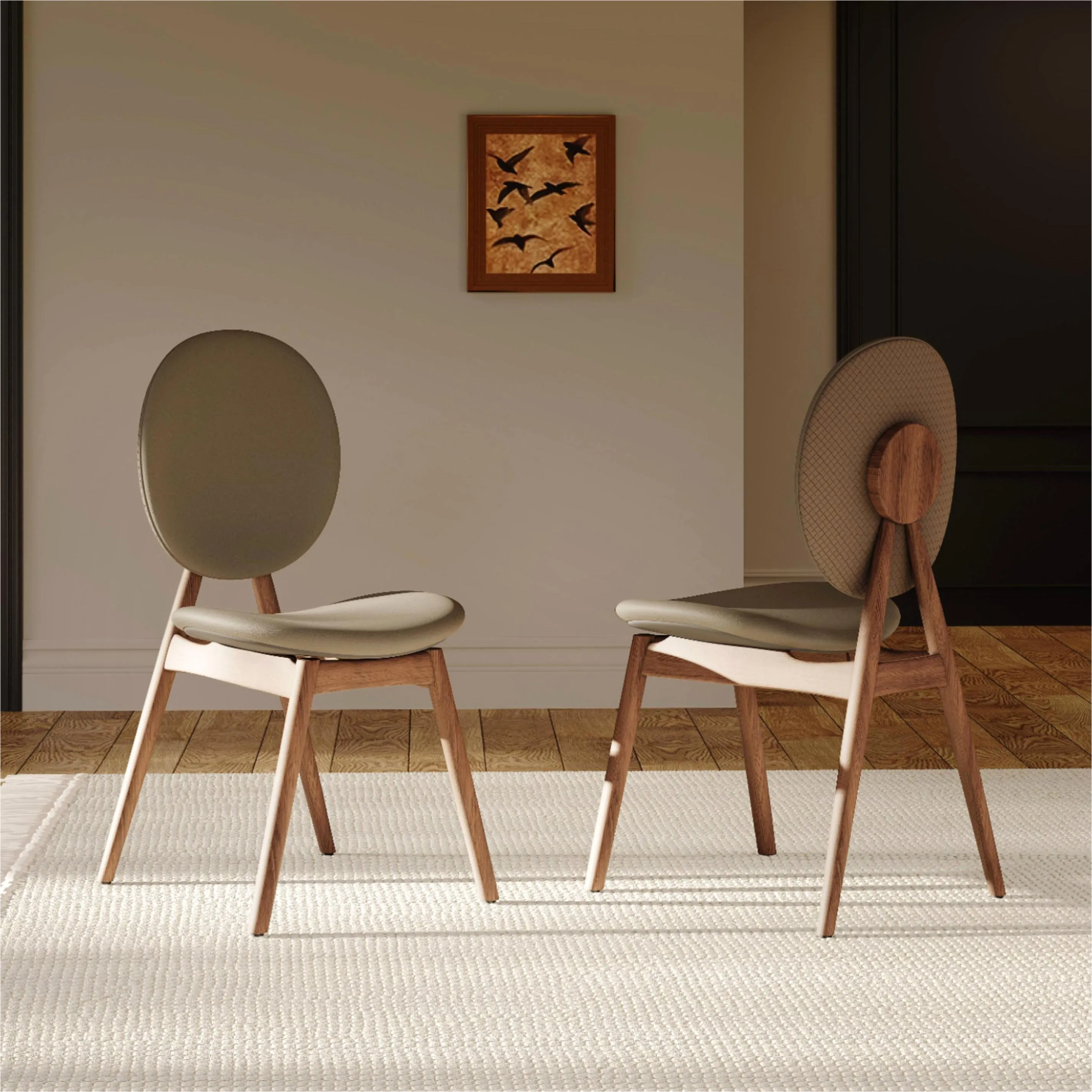 Mid-Century Modern Solid Wood Dining Chairs Set of 2 Mid-Century Modern Solid Wood Dining Chairs Set of 2