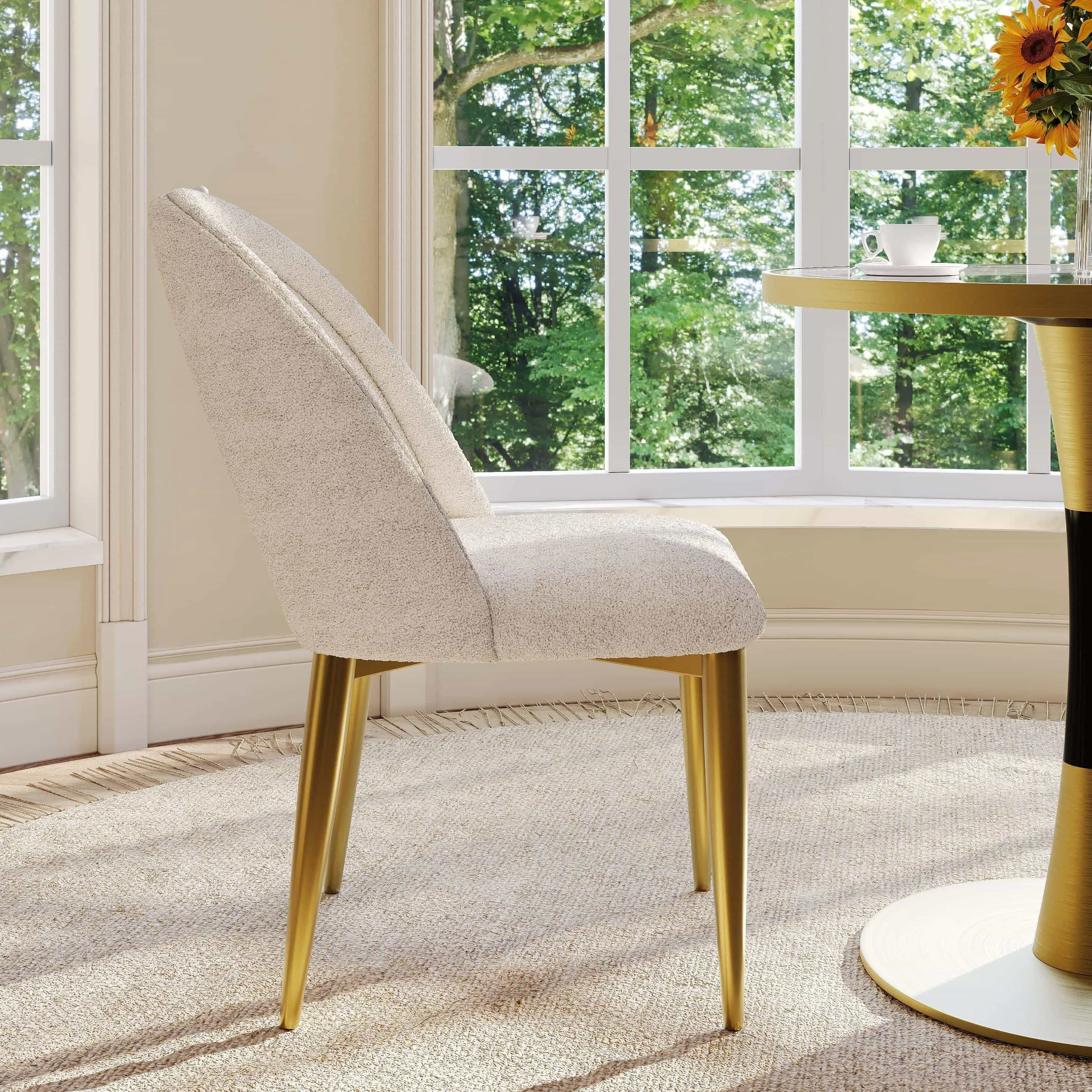 Modern Bouclé Upholstered Dining Chairs Set of 2 Modern Bouclé Upholstered Dining Chairs Set of 2