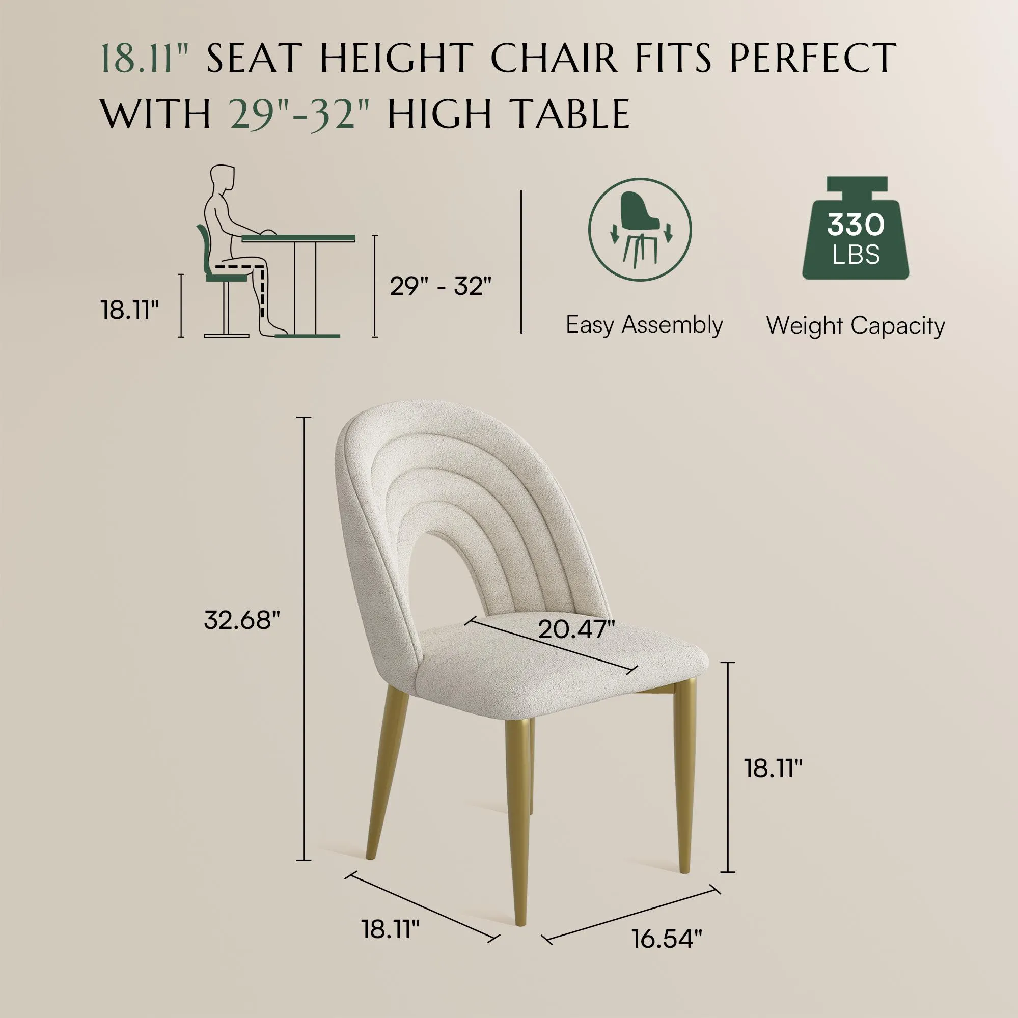 Modern Bouclé Upholstered Dining Chairs Set of 2 Modern Bouclé Upholstered Dining Chairs Set of 2