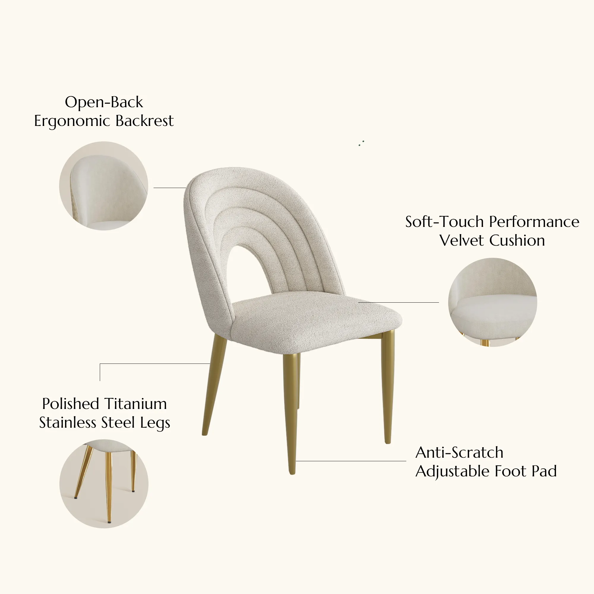 Modern Bouclé Upholstered Dining Chairs Set of 2 Modern Bouclé Upholstered Dining Chairs Set of 2