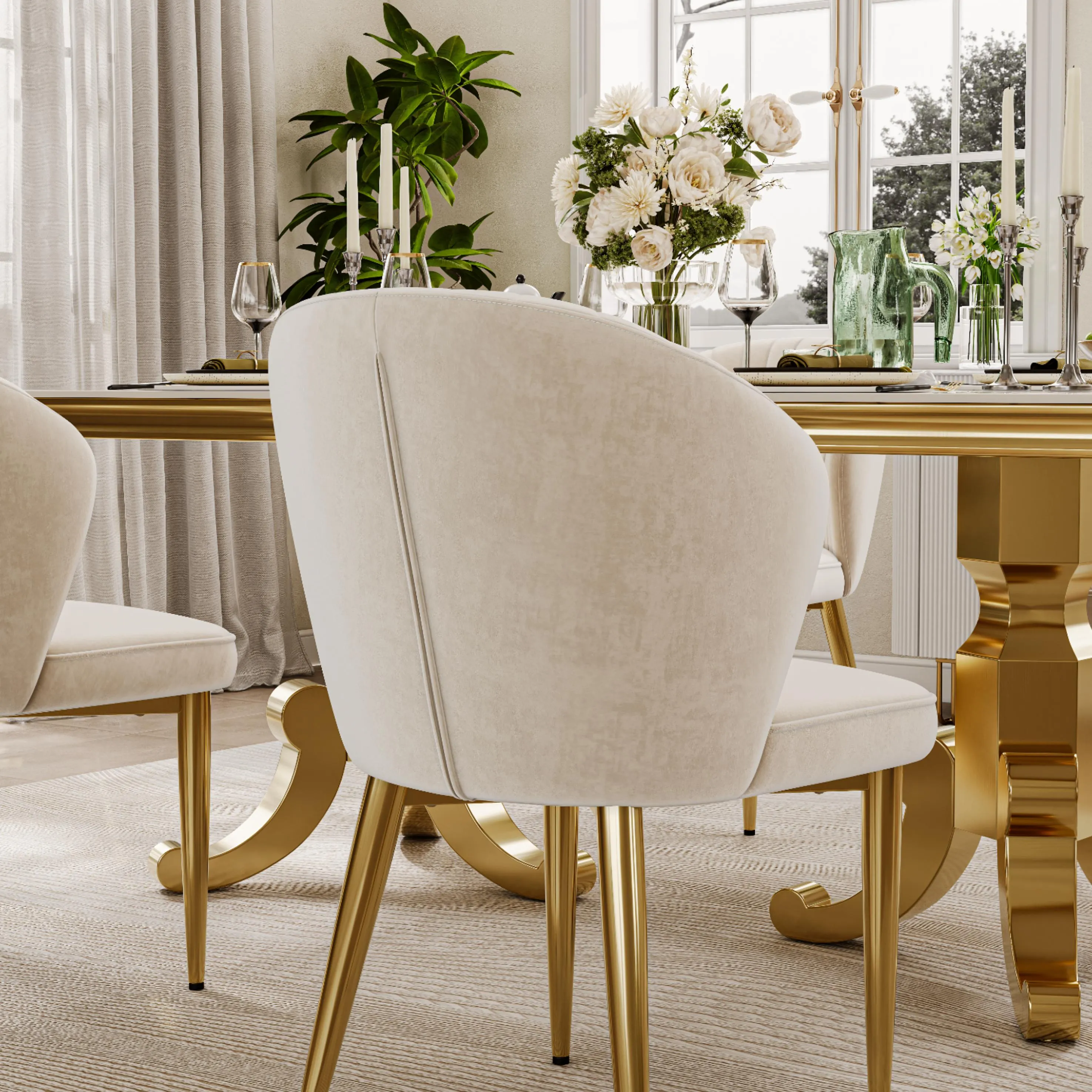 Modern Upholstered Velvet Dining Chairs Set of 2 Modern Upholstered Velvet Dining Chairs Set of 2