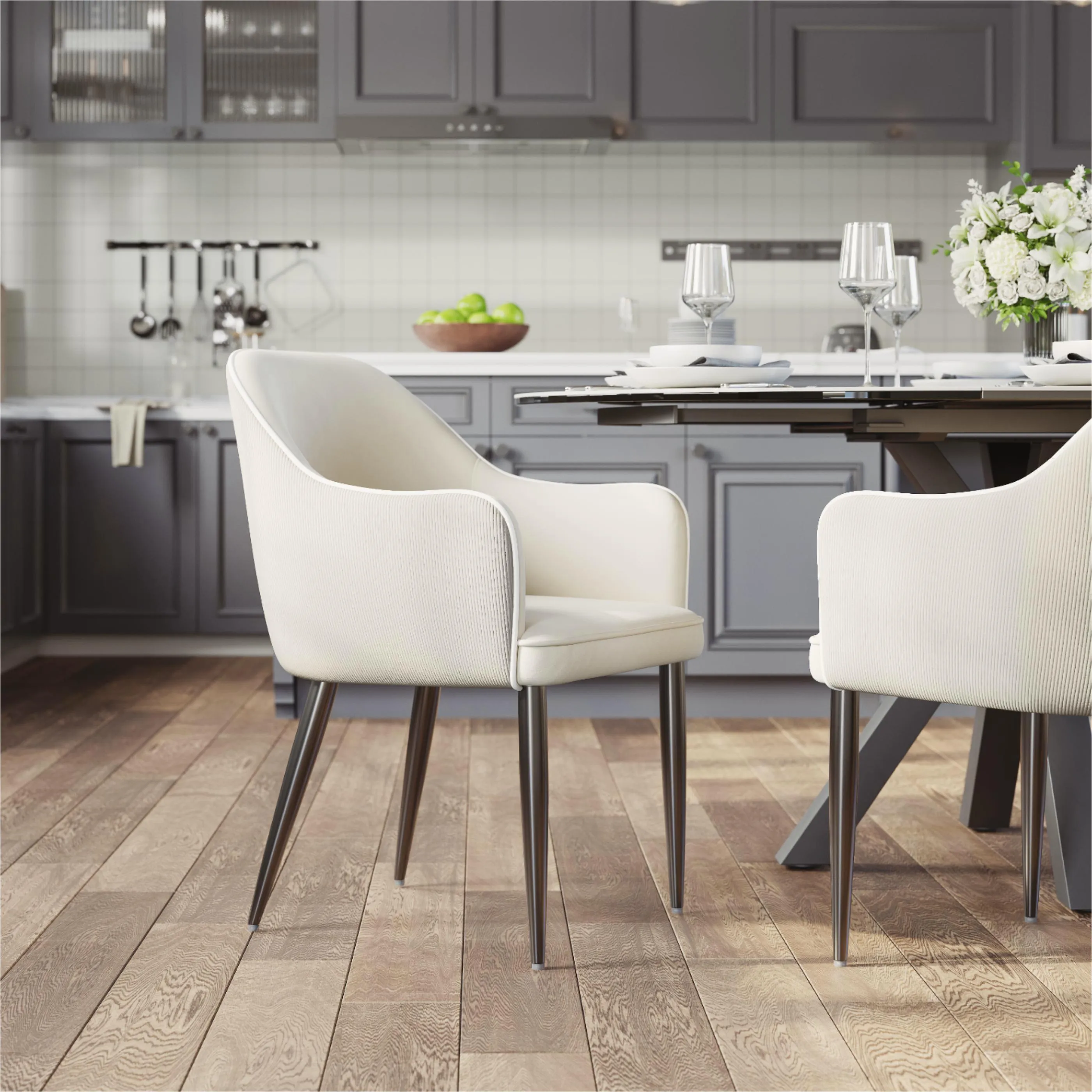 Modern Velvet Upholstered Dining Chairs Set of 2