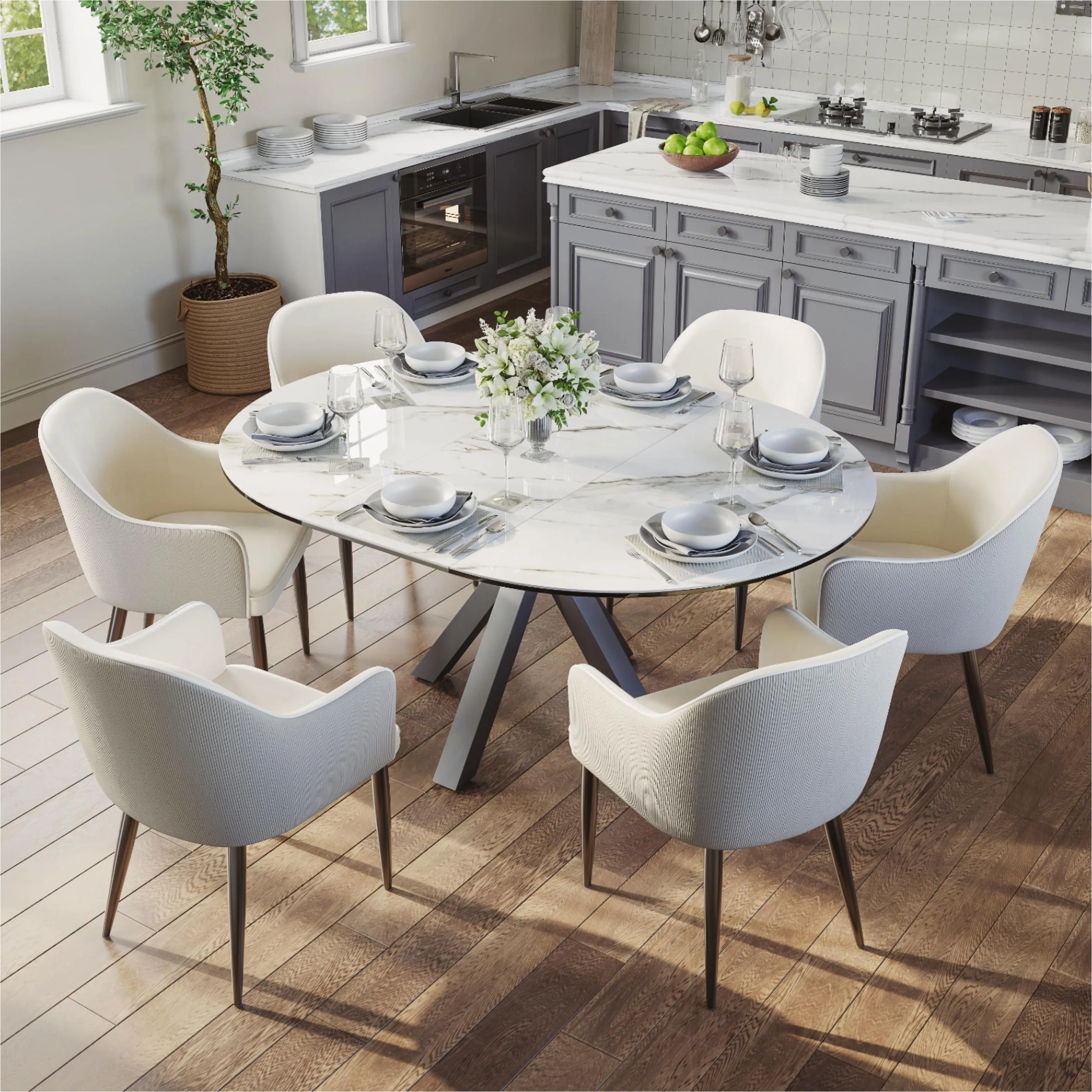 Modern Velvet Upholstered Dining Chairs Set of 2