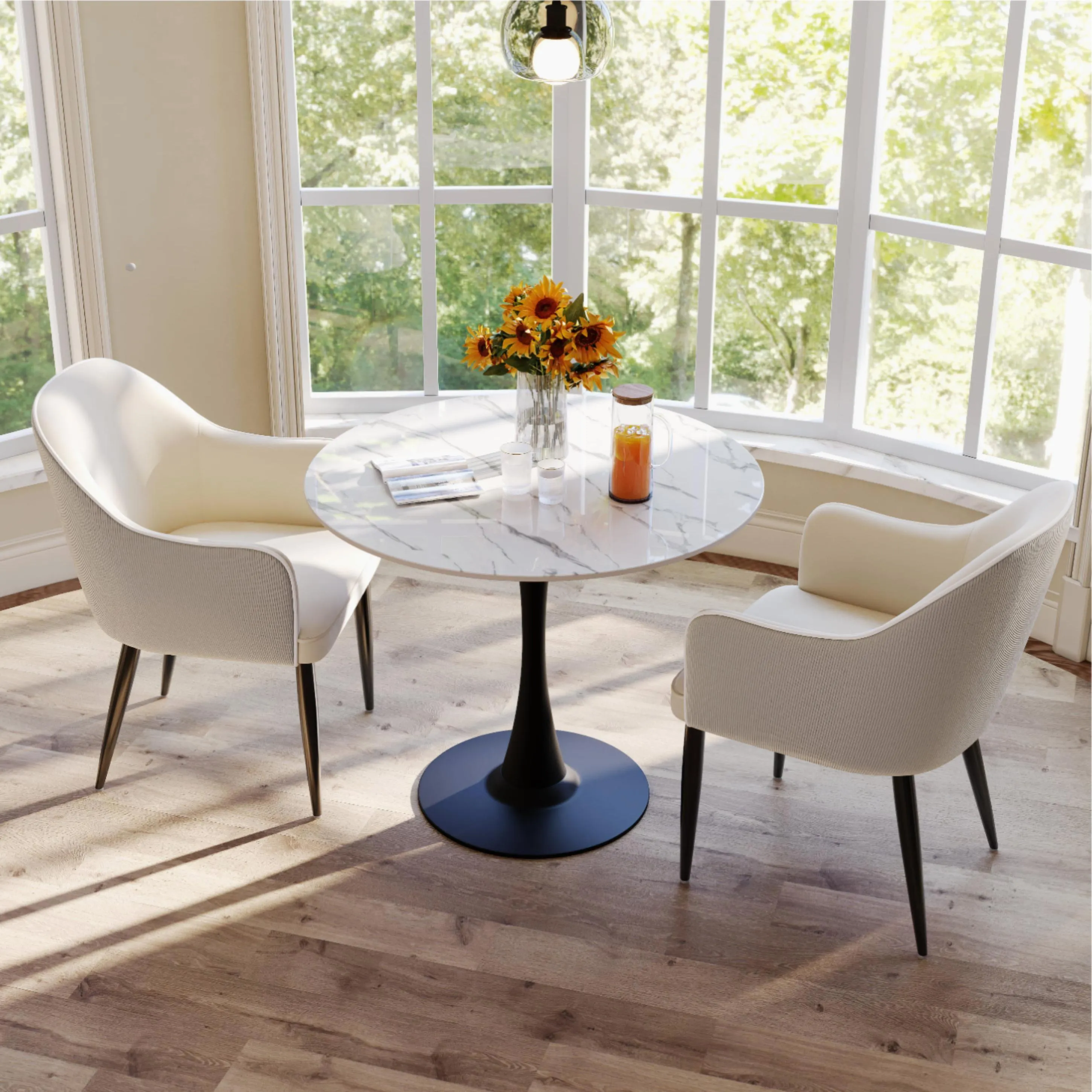 Modern Velvet Upholstered Dining Chairs Set of 2