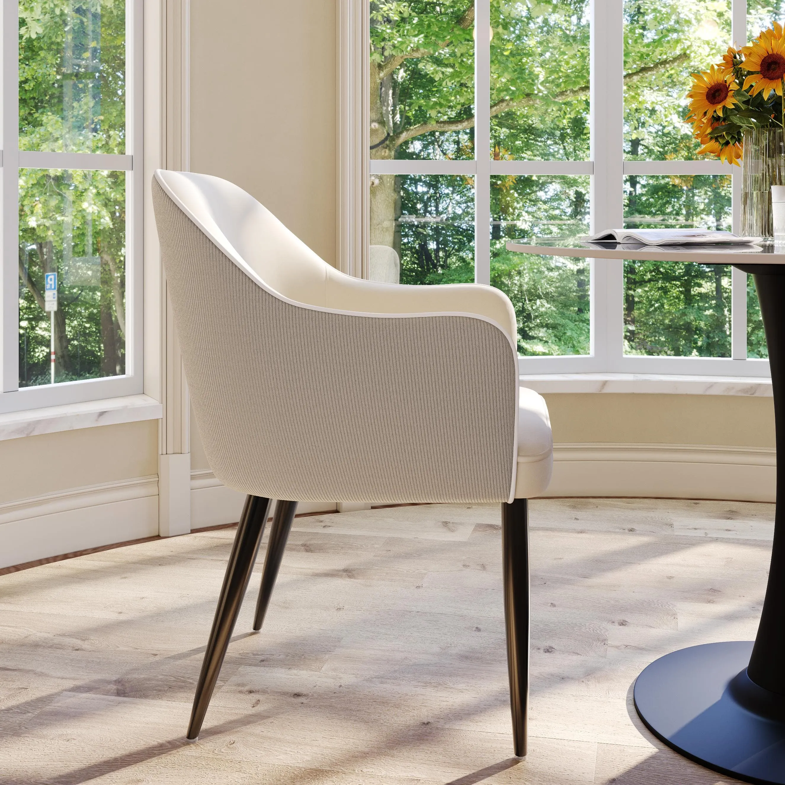 Modern Velvet Upholstered Dining Chairs Set of 2