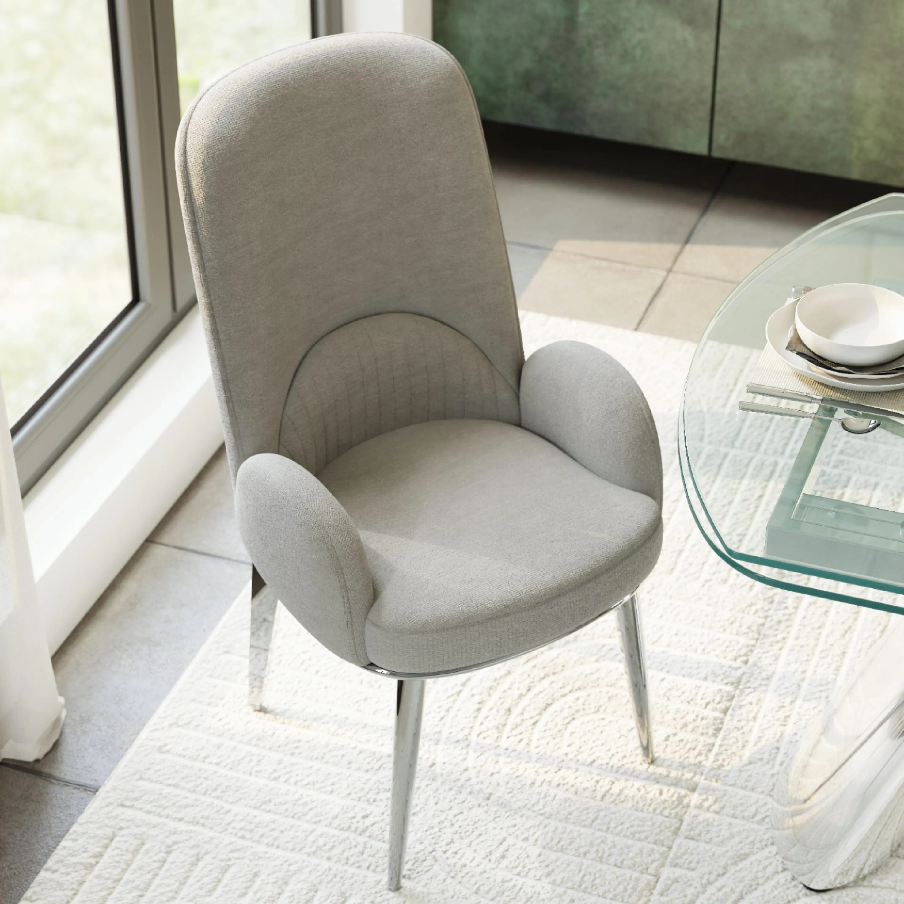 Modern Upholstered High Back Dining Chairs Set of 2 Modern Upholstered High Back Dining Chairs Set of 2