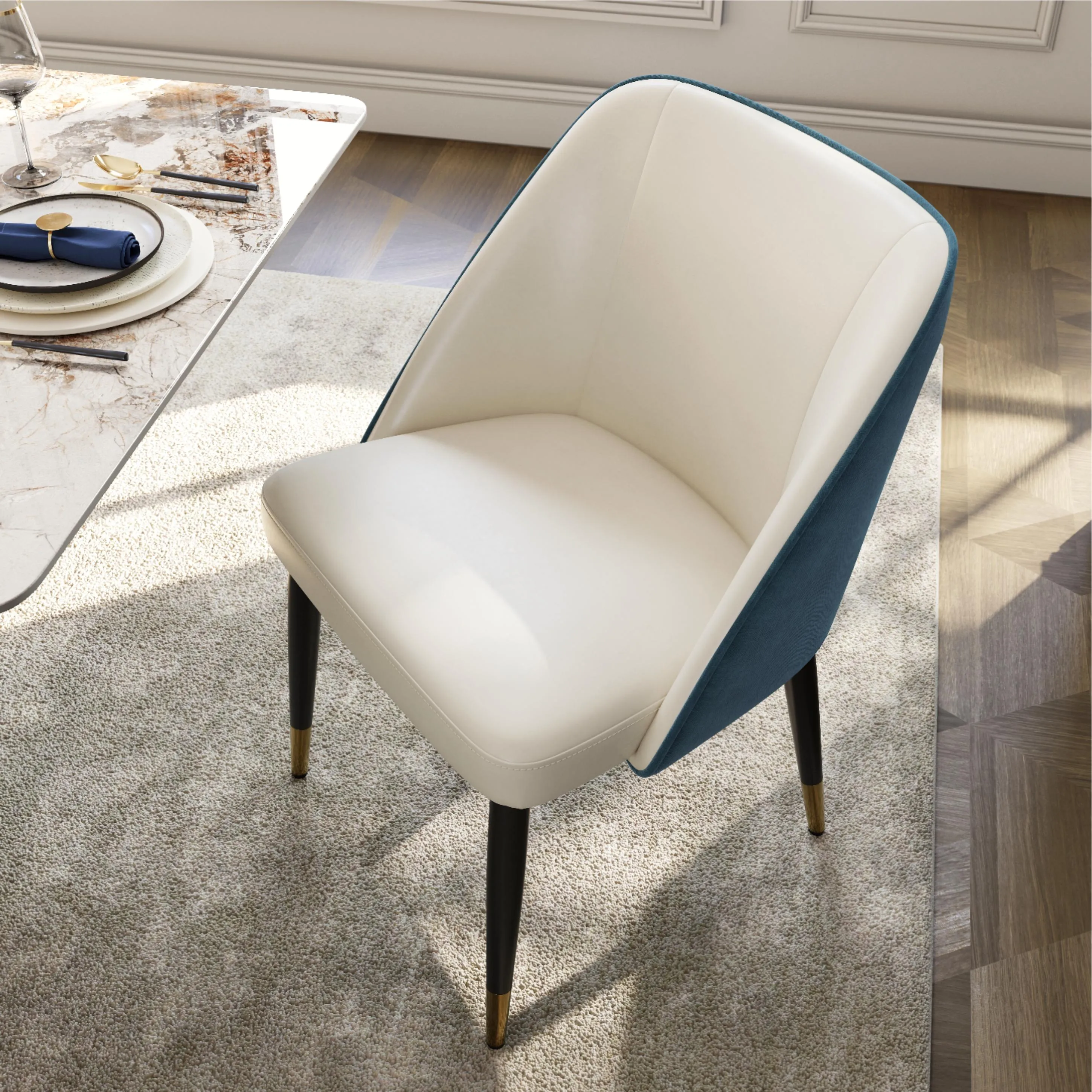 Modern Luxury Two-Tone Upholstered Dining Chairs Set of 2 Modern Luxury Two-Tone Upholstered Dining Chairs Set of 2