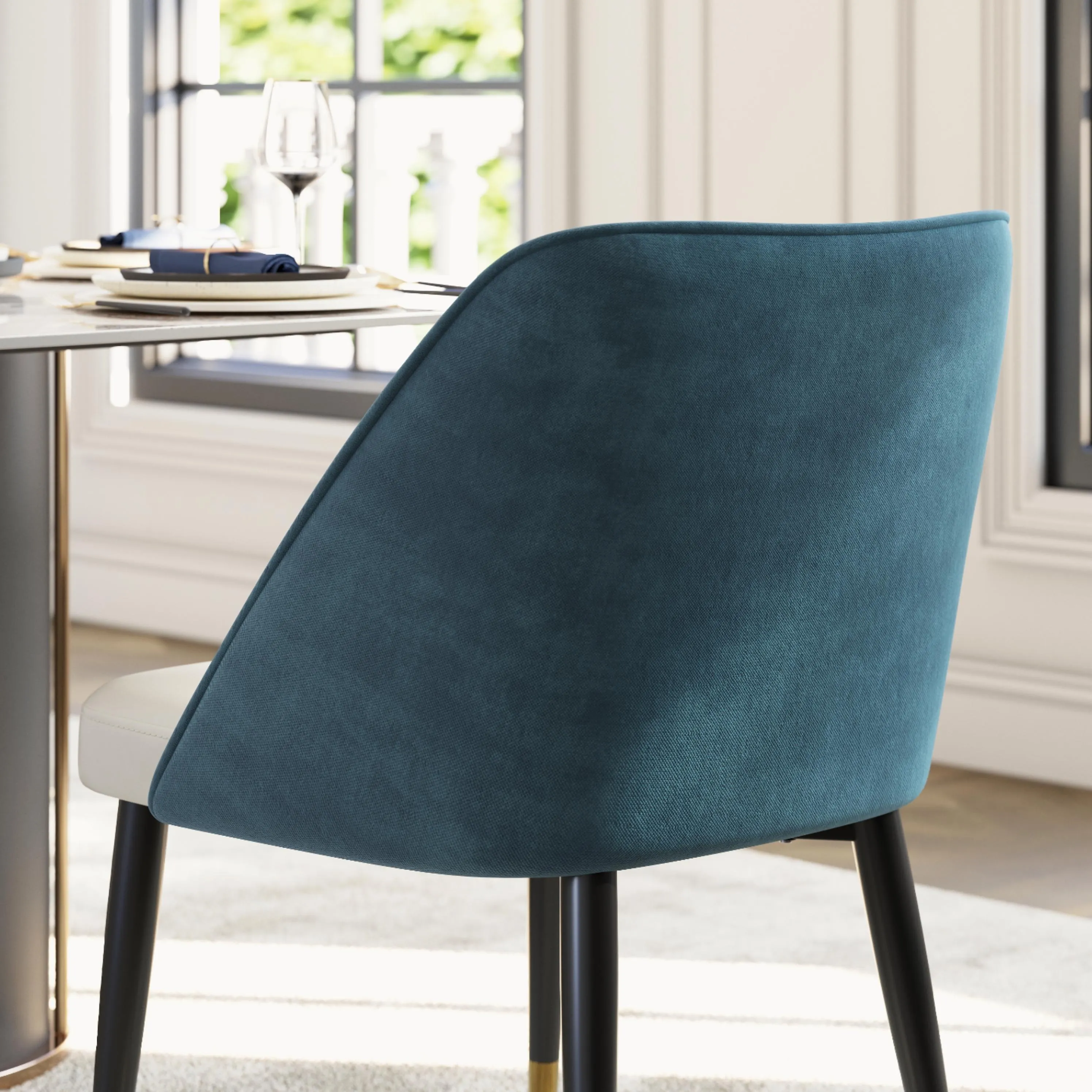 Modern Luxury Two-Tone Upholstered Dining Chairs Set of 2 Modern Luxury Two-Tone Upholstered Dining Chairs Set of 2