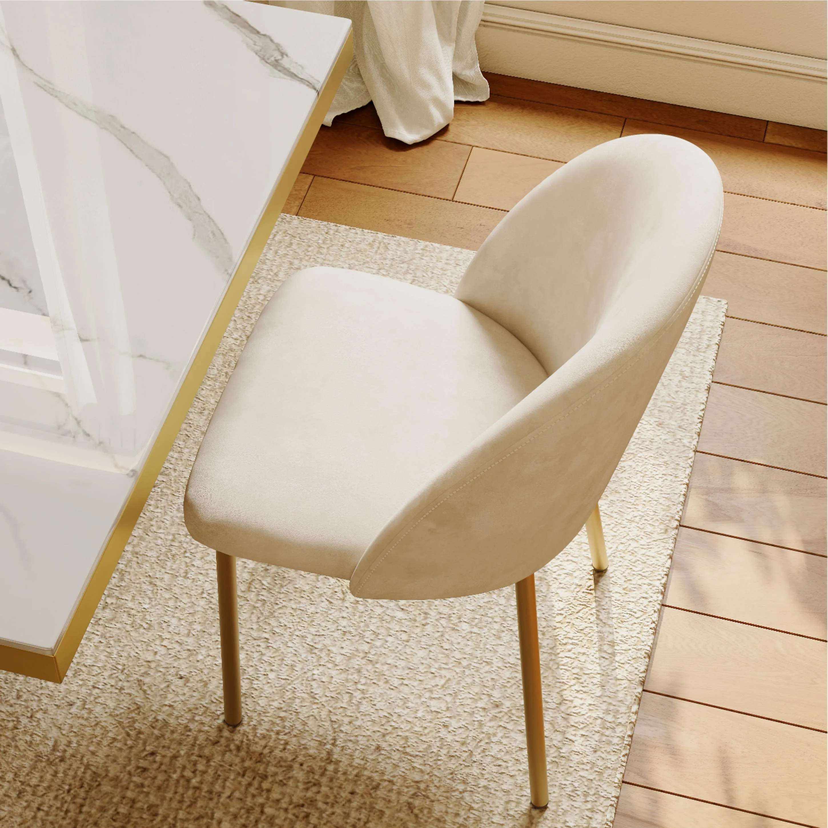 Modern Velvet Fabric Dining Chairs Set of 2