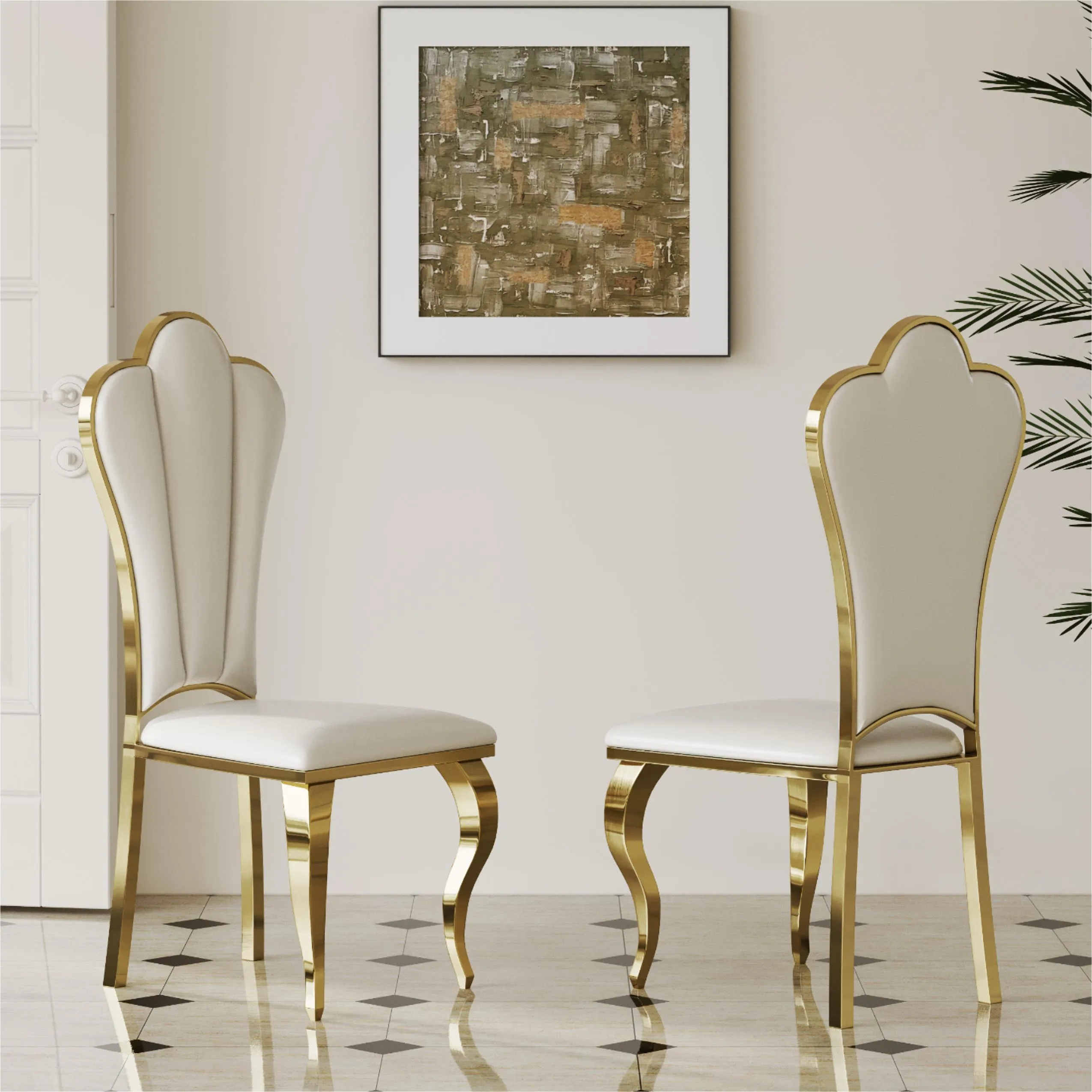 Modern Luxury High Back Dining Chairs Set of 2 Modern Luxury High Back Dining Chairs Set of 2