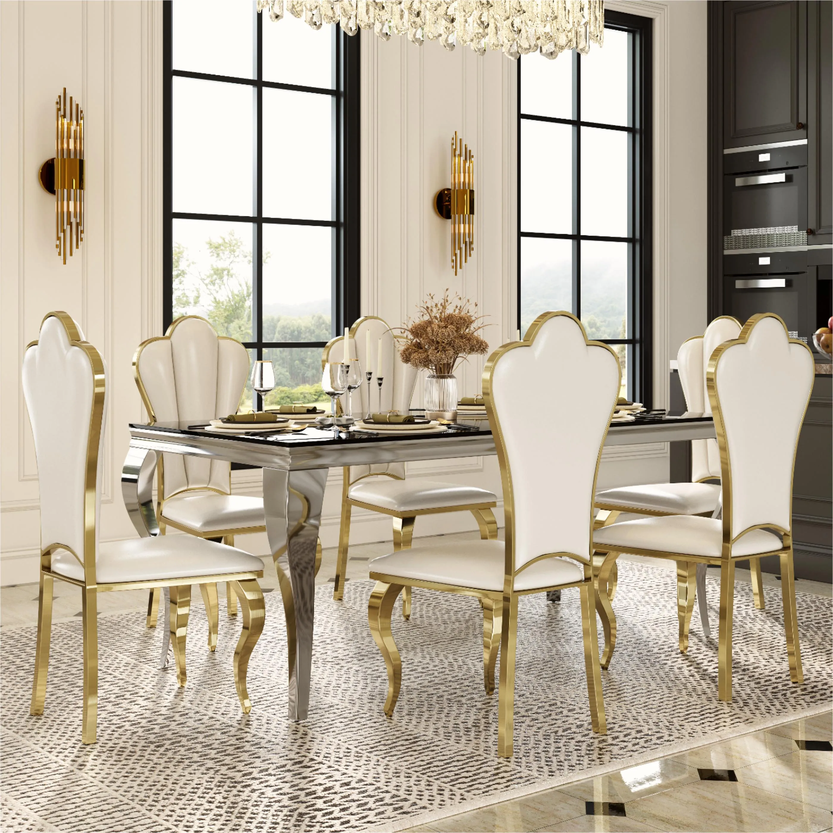 Modern Luxury High Back Dining Chairs Set of 2 Modern Luxury High Back Dining Chairs Set of 2