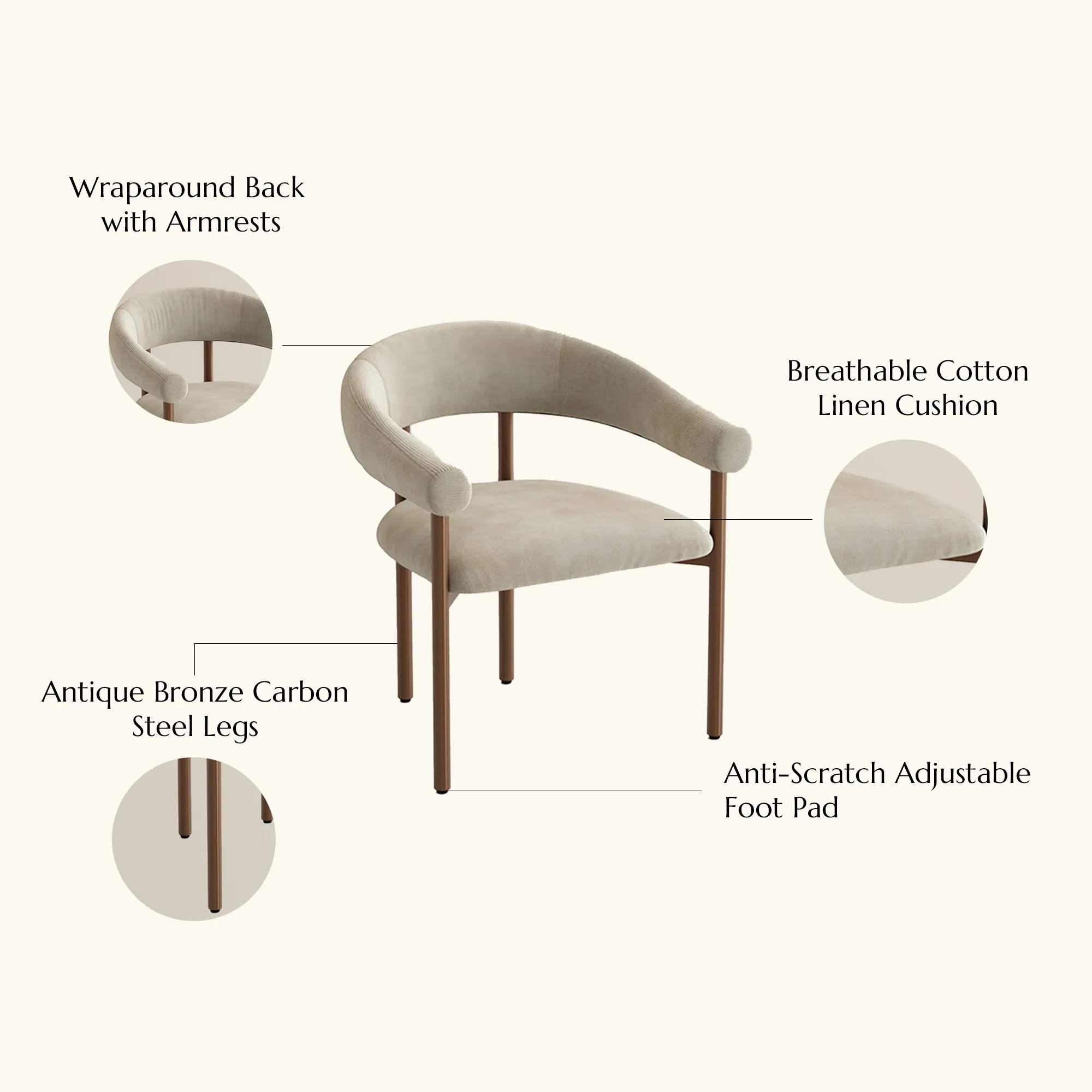 Modern Upholstered Armrest Dining Chair Modern Upholstered Armrest Dining Chair