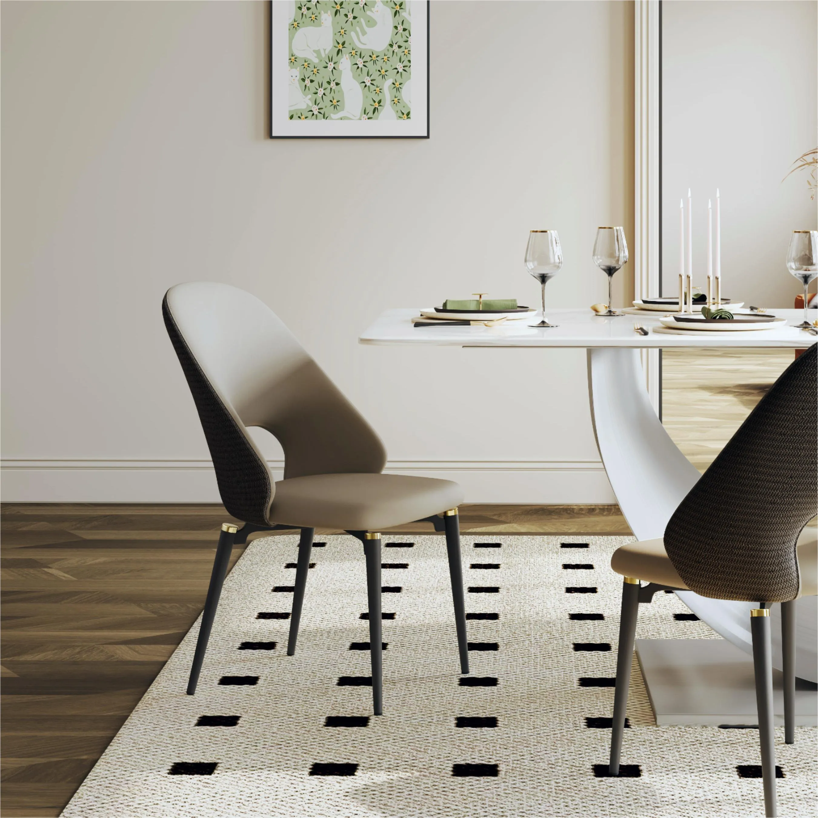 Modern Minimalist Faux Leather Dining Chairs