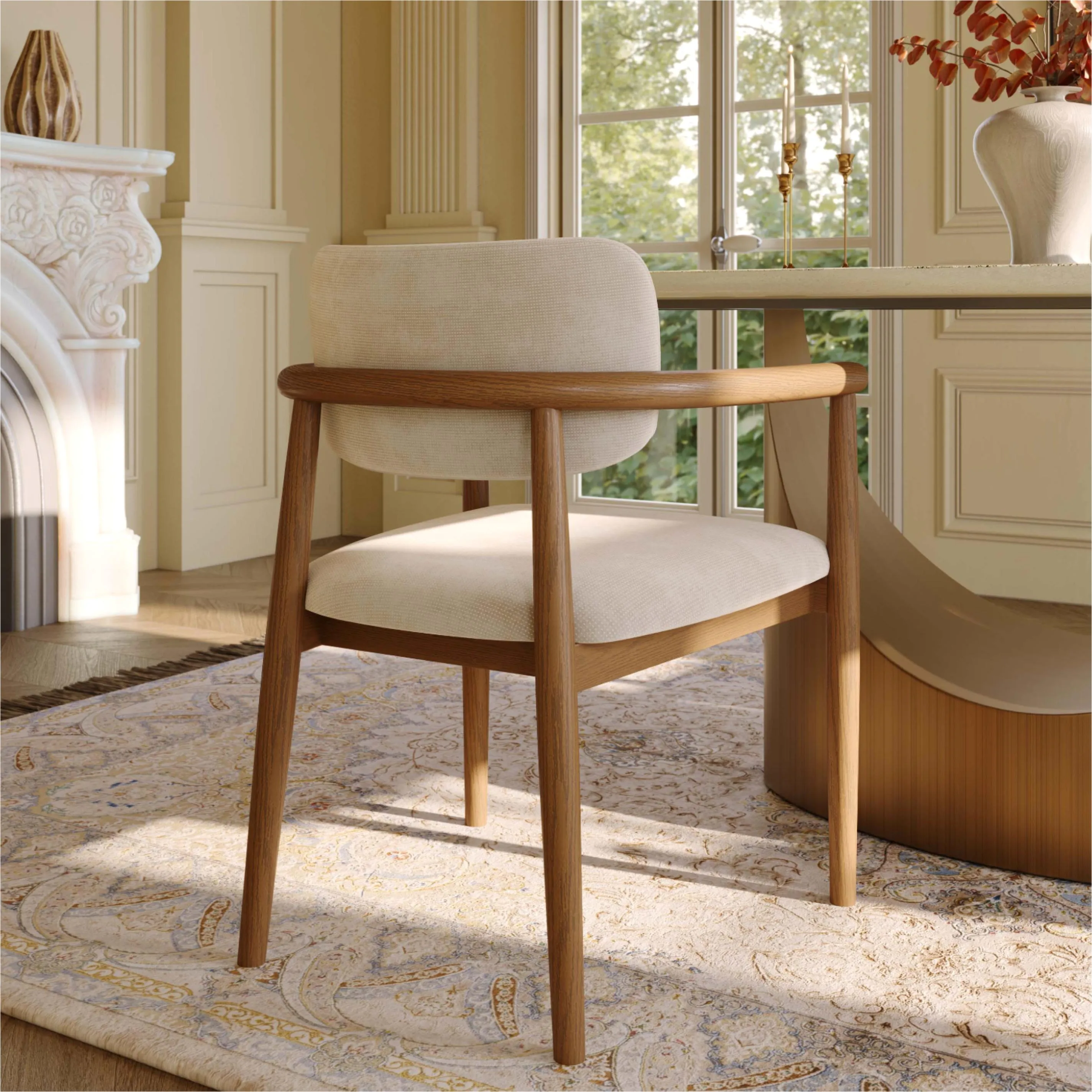 Mid-Century Modern Solid Wood Upholstered Dining Chair Mid-Century Modern Solid Wood Upholstered Dining Chair