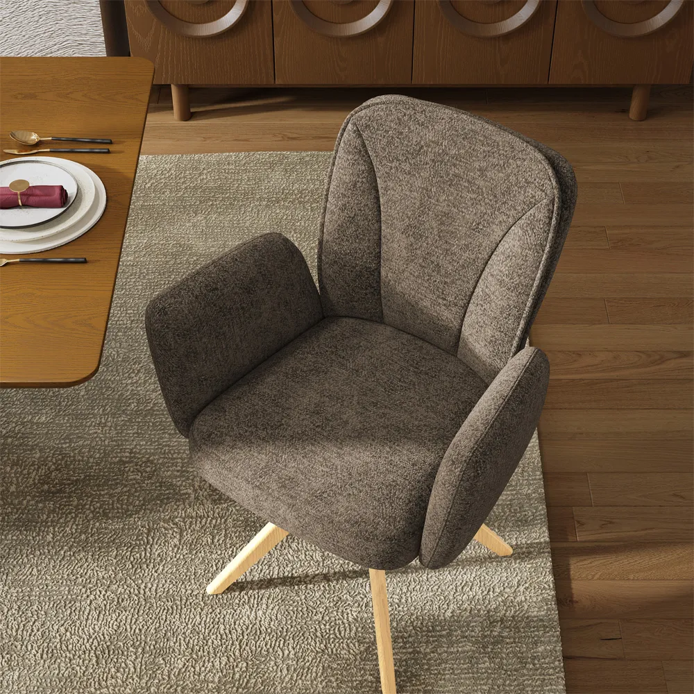 Mid-Century Modern Upholstered Swivel Wood Dining Mid-Century Modern Upholstered Swivel Wood Dining