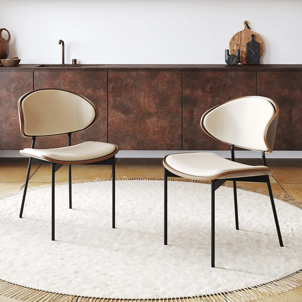 Modern Curved Back Leather Dining Chairs