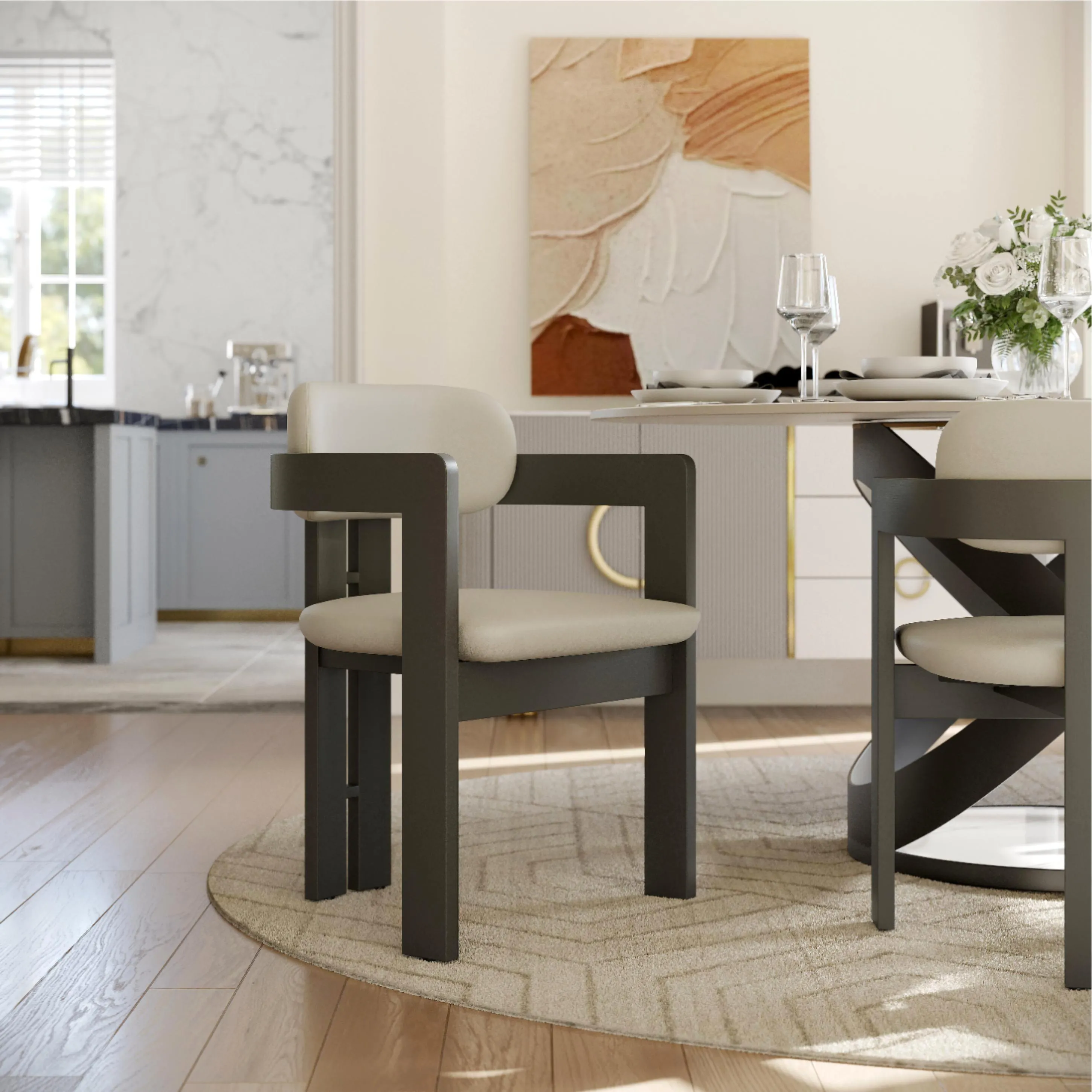 Modern Upholstered Solid Wood Dining