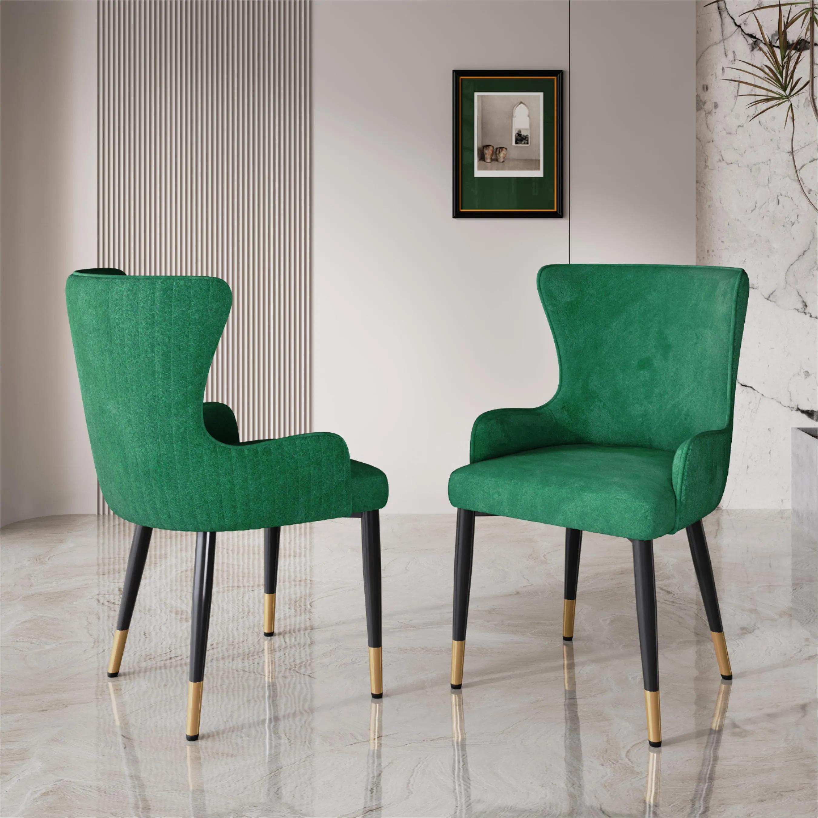 Modern Green Velvet Dining Chairs