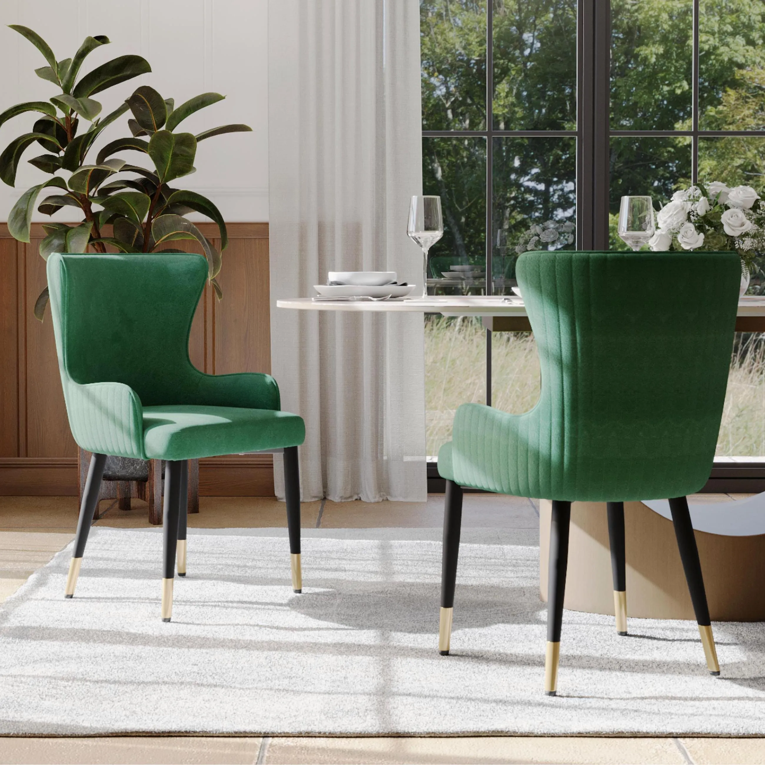 Modern Green Velvet Dining Chairs