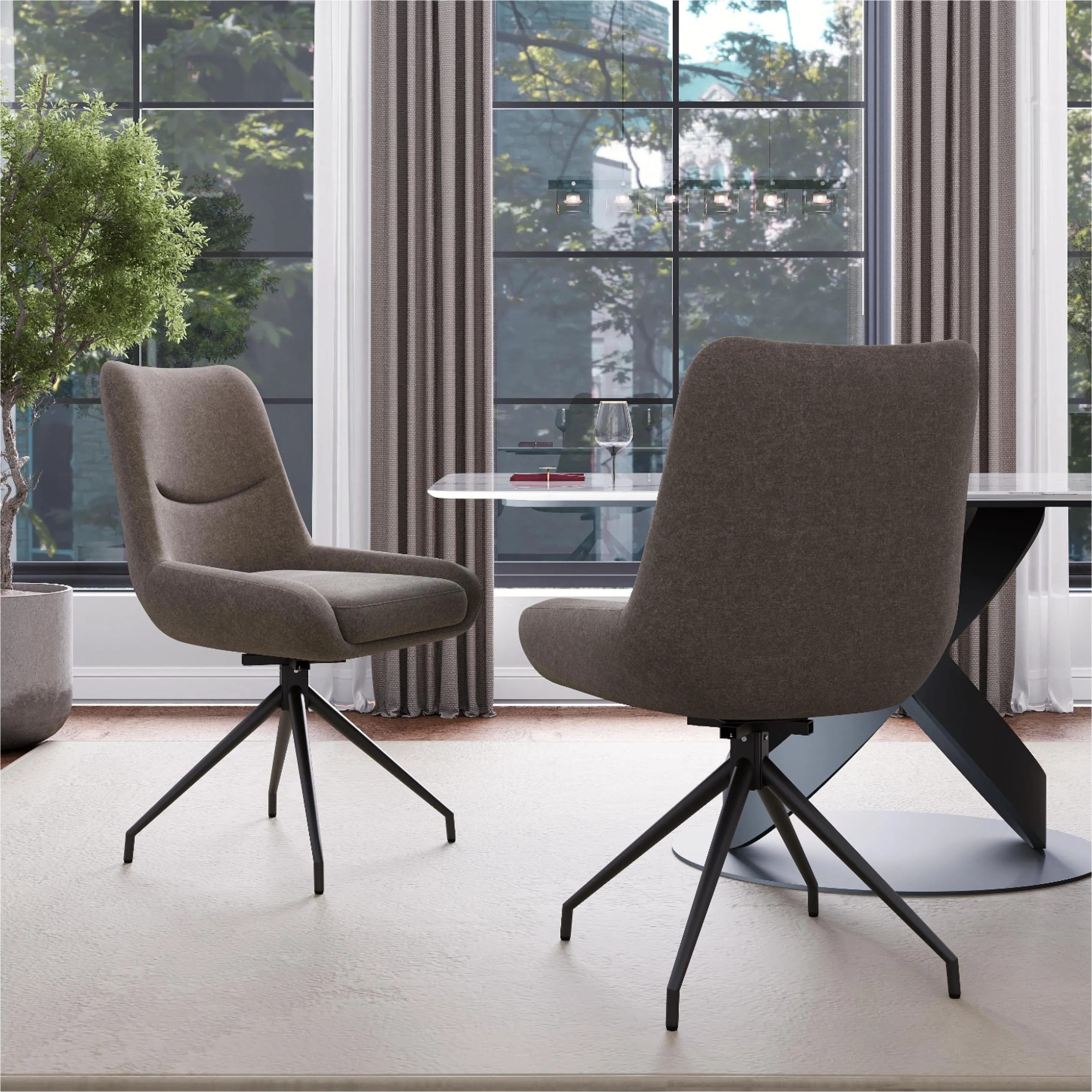 Modern Swivel Upholstered Dining Chairs
