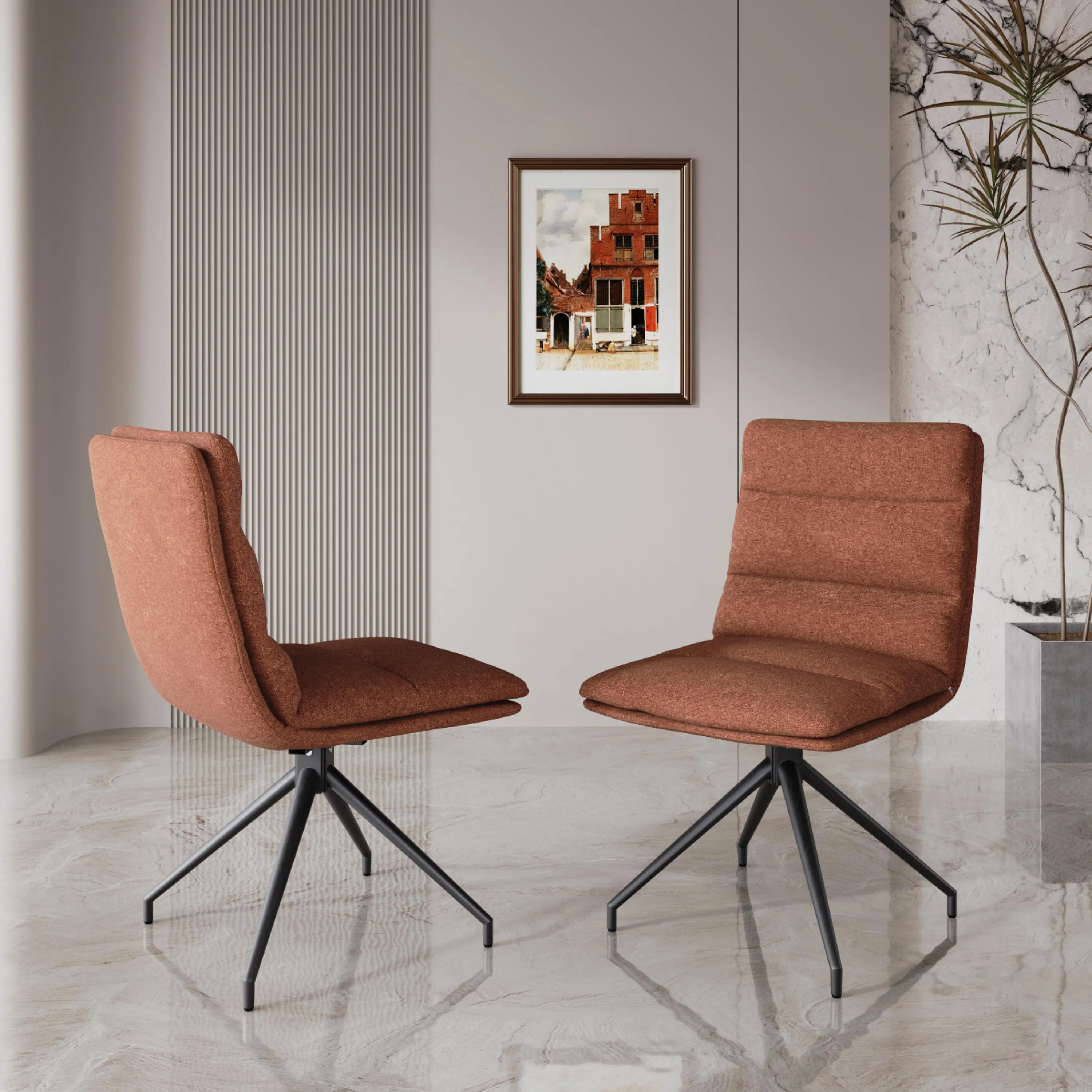Modern Swivel Upholstered Dining Chairs