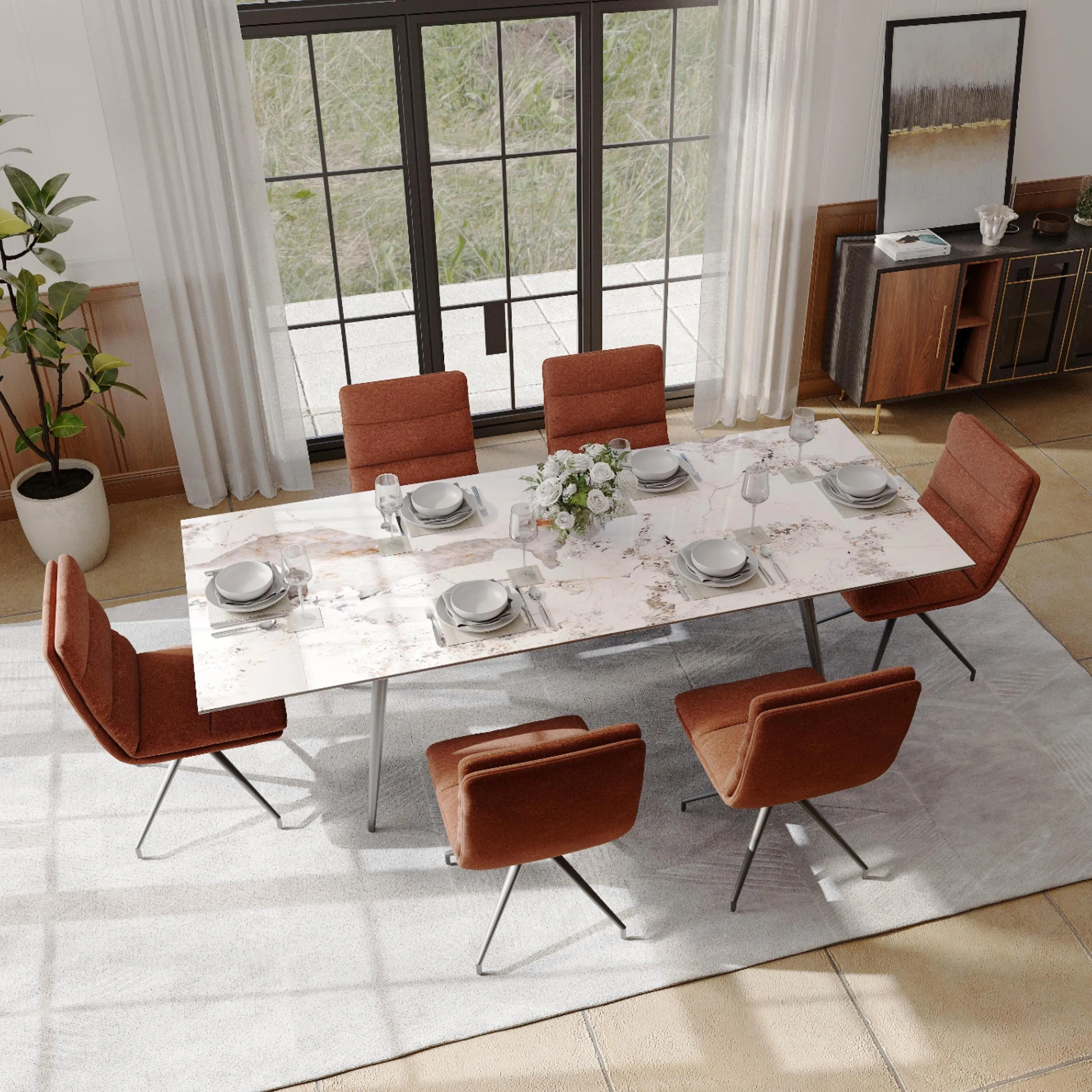Modern Swivel Upholstered Dining Chairs