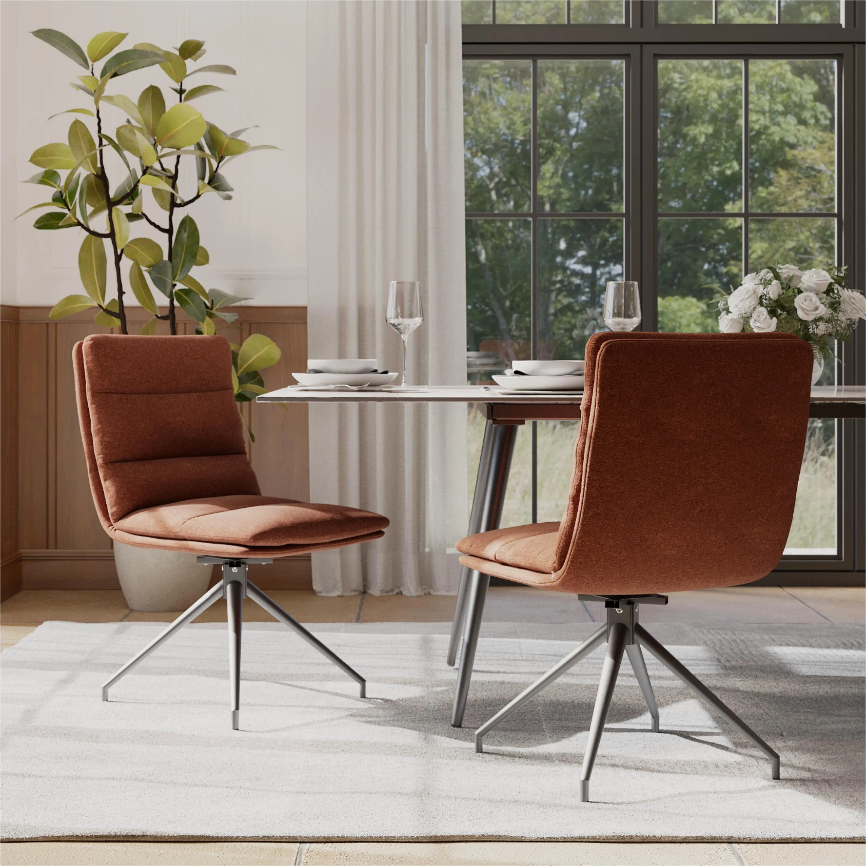 Modern Swivel Upholstered Dining Chairs