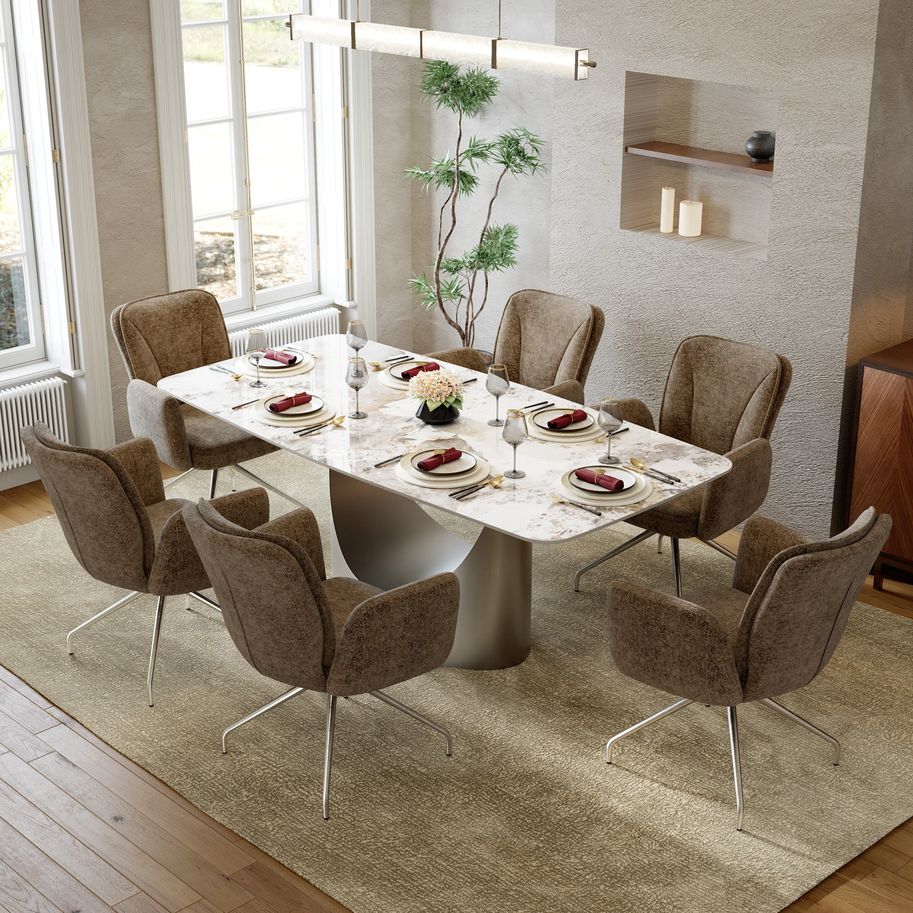 Modern Upholstered Swivel Dining Chairs