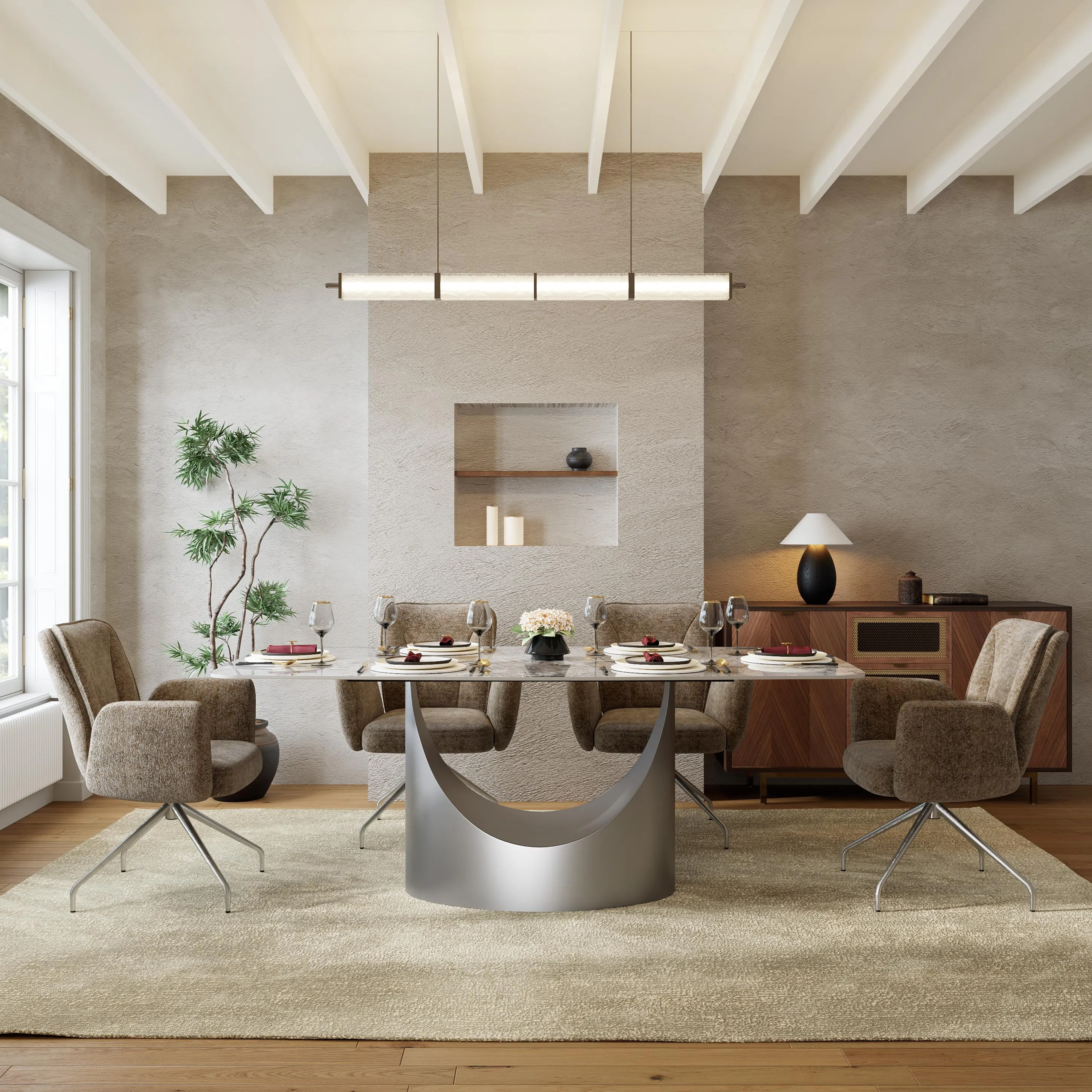 Modern Upholstered Swivel Dining Chairs