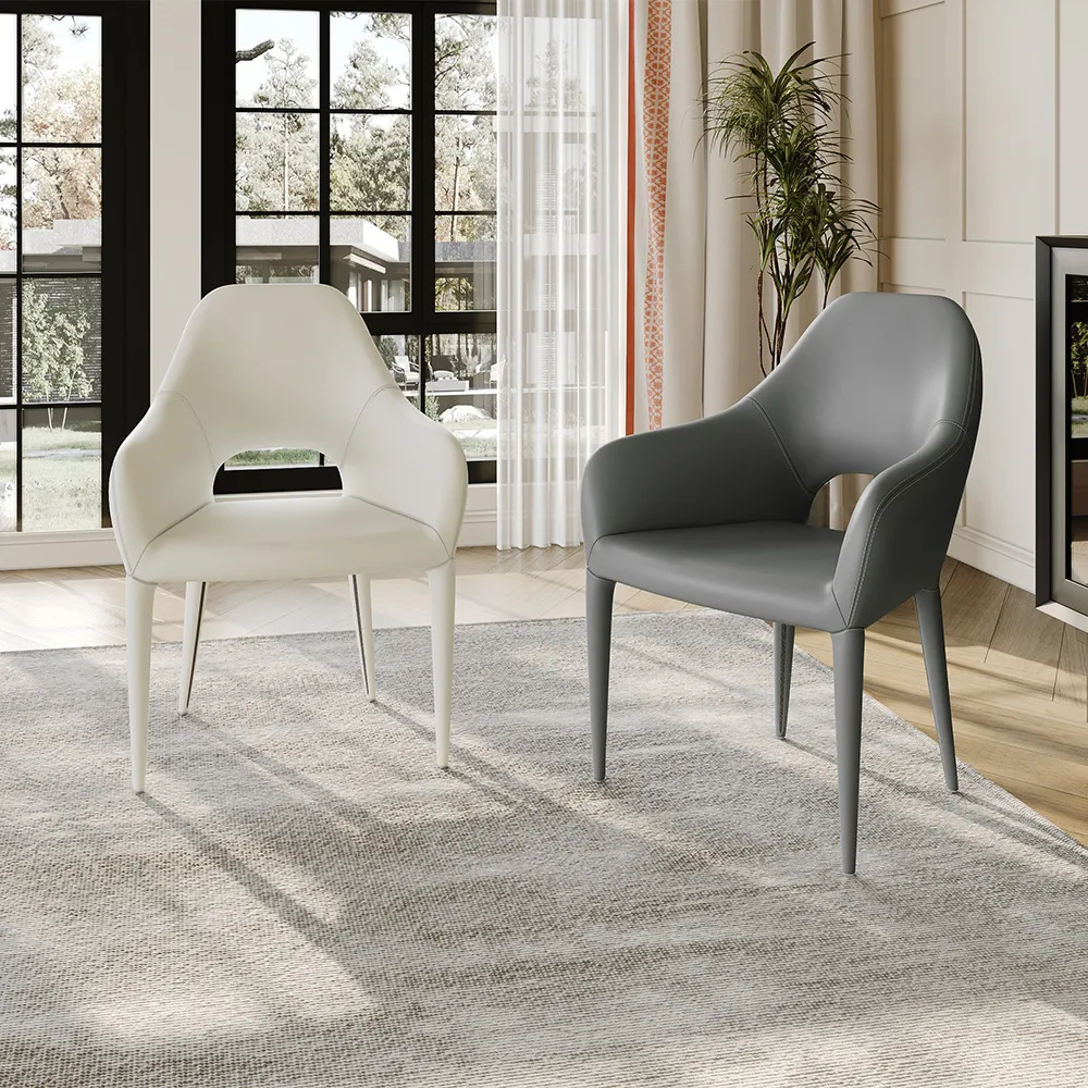 Modern Minimalist White Eco-friendly PU Leather Dining Chairs Modern Minimalist White Eco-friendly PU Leather Dining Chairs