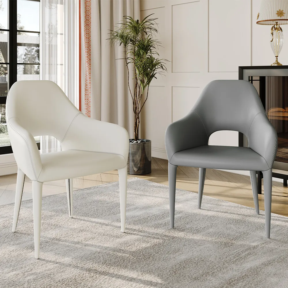 Modern Minimalist White Eco-friendly PU Leather Dining Chairs Modern Minimalist White Eco-friendly PU Leather Dining Chairs