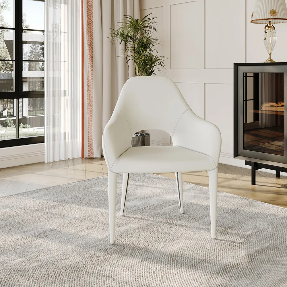 Modern Minimalist White Eco-friendly PU Leather Dining Chairs Modern Minimalist White Eco-friendly PU Leather Dining Chairs