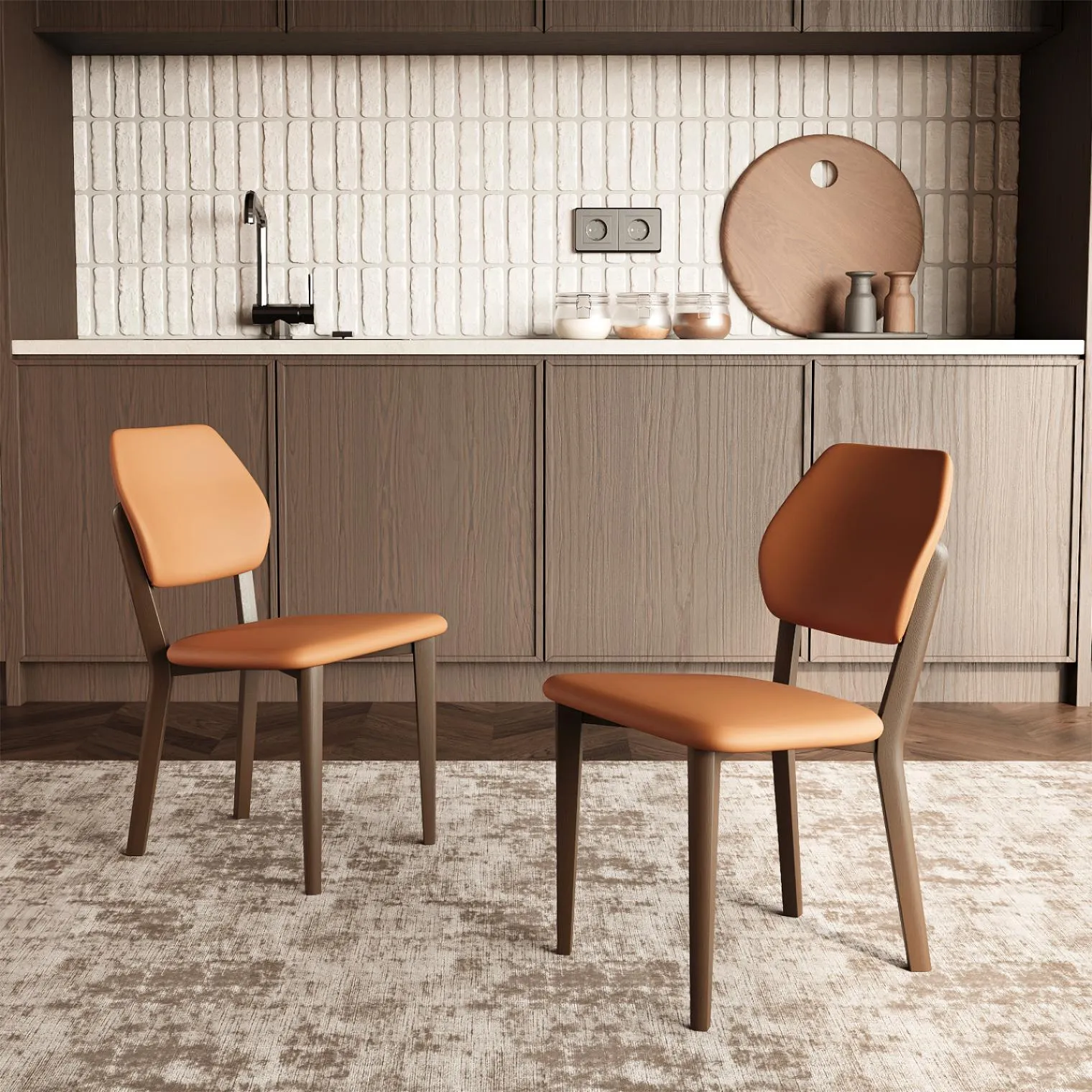Mid-Century Modern Walnut Wood Dining Chair