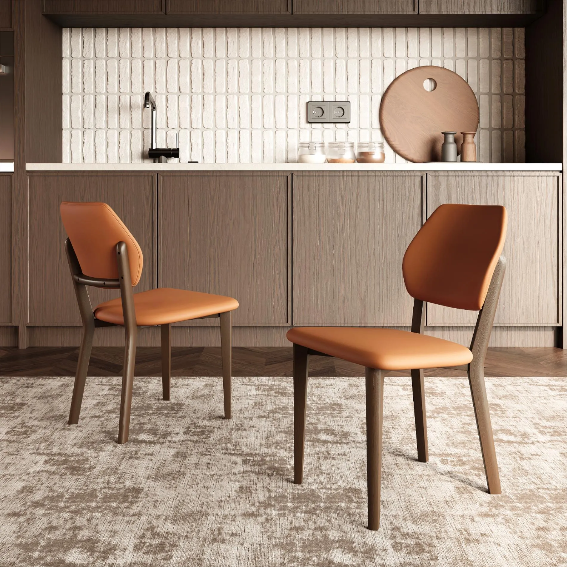 Mid-Century Modern Walnut Wood Dining Chair