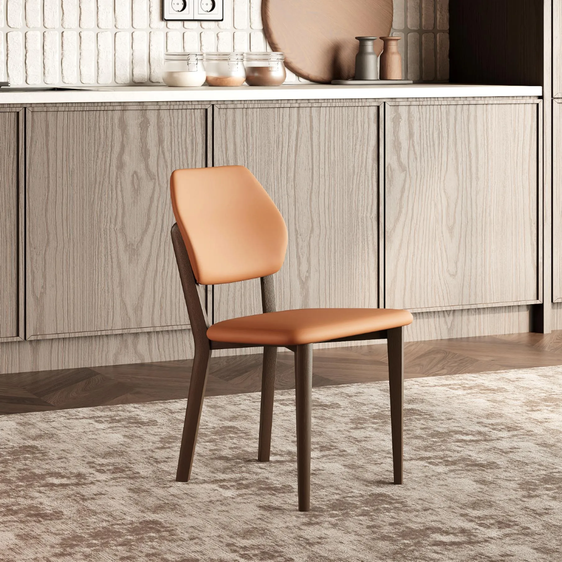 Mid-Century Modern Walnut Wood Dining Chair