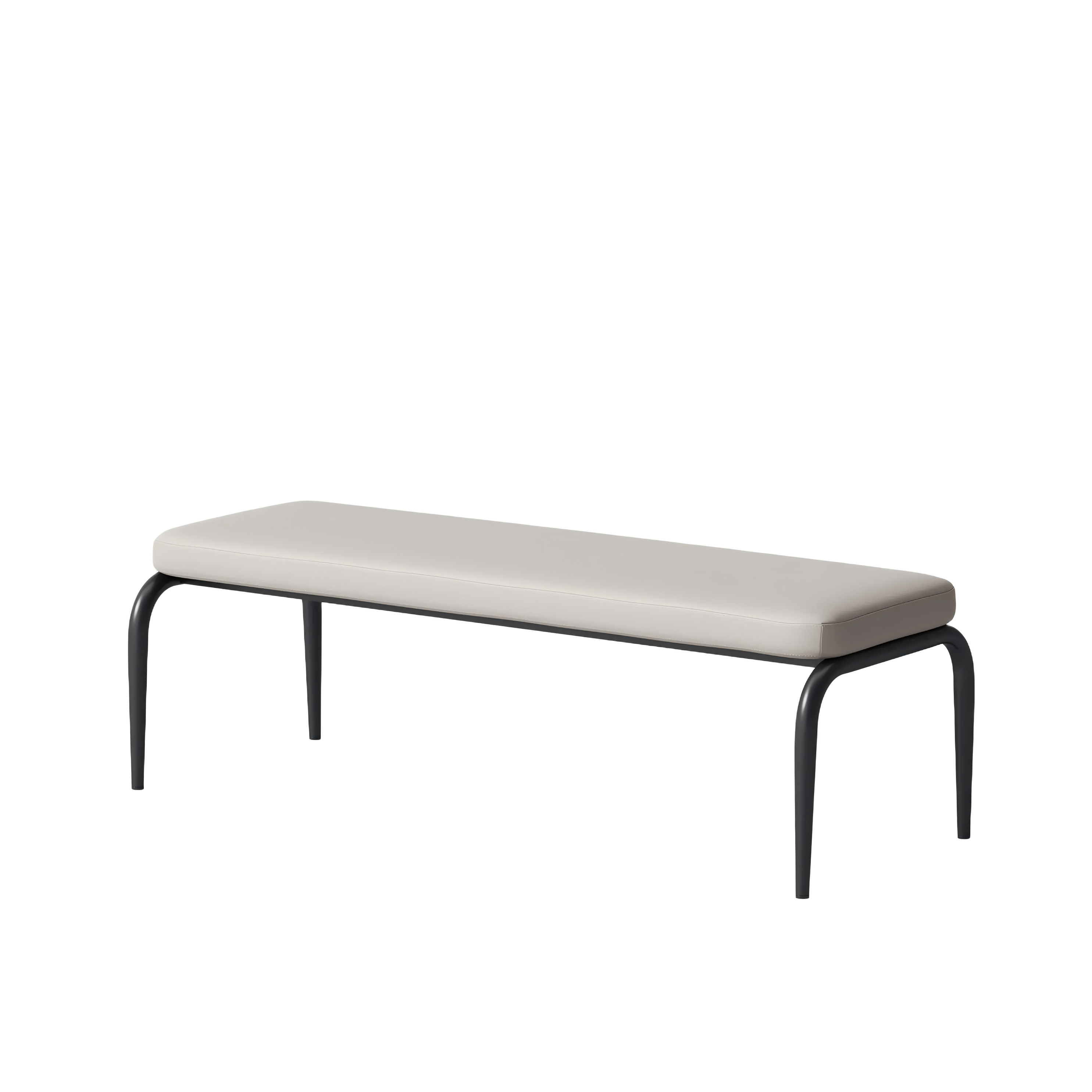 Contemporary Gray Leather Dining Bench
