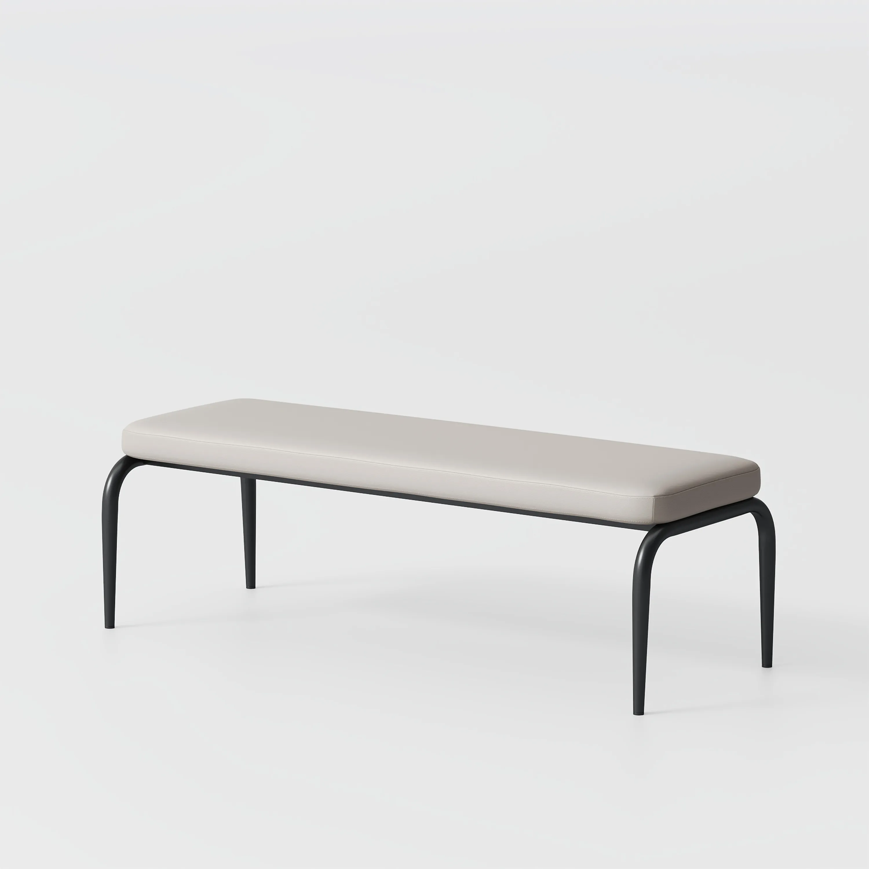 Contemporary Gray Leather Dining Bench