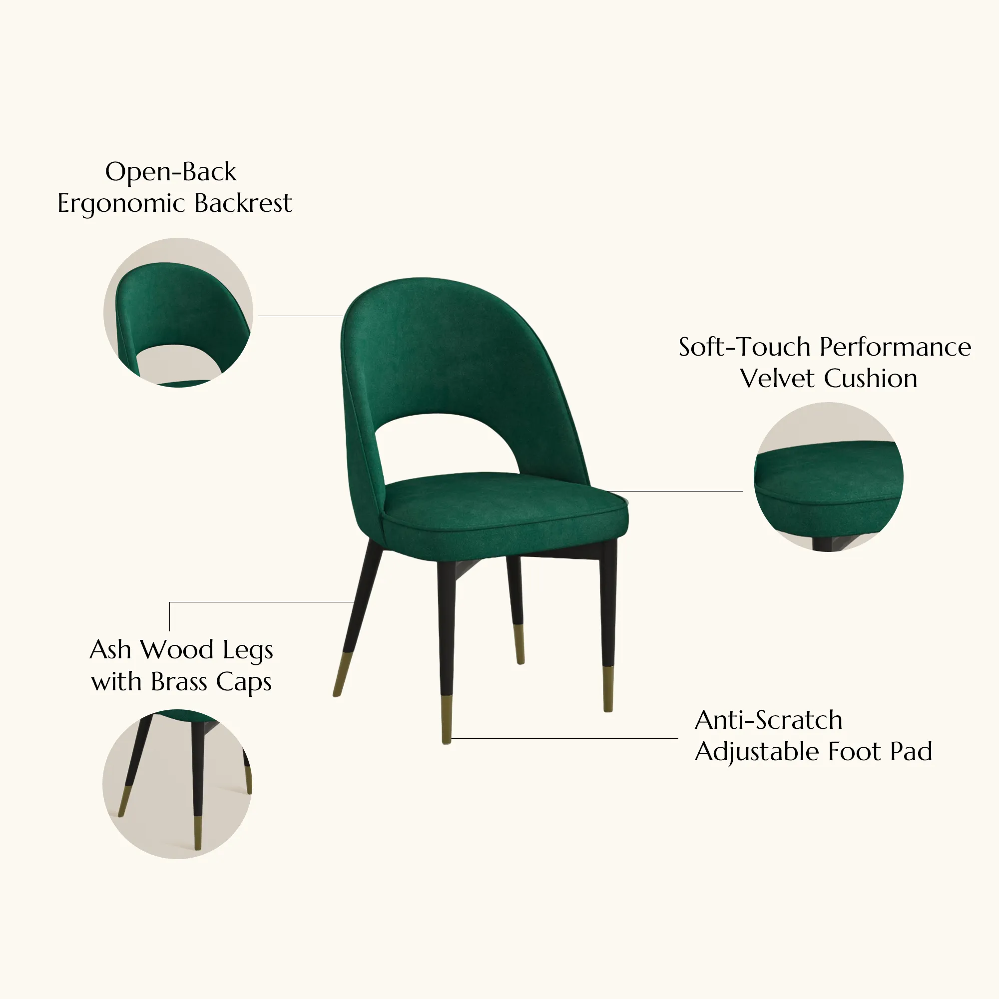 Modern Upholstered Green Velvet Dining Chairs
