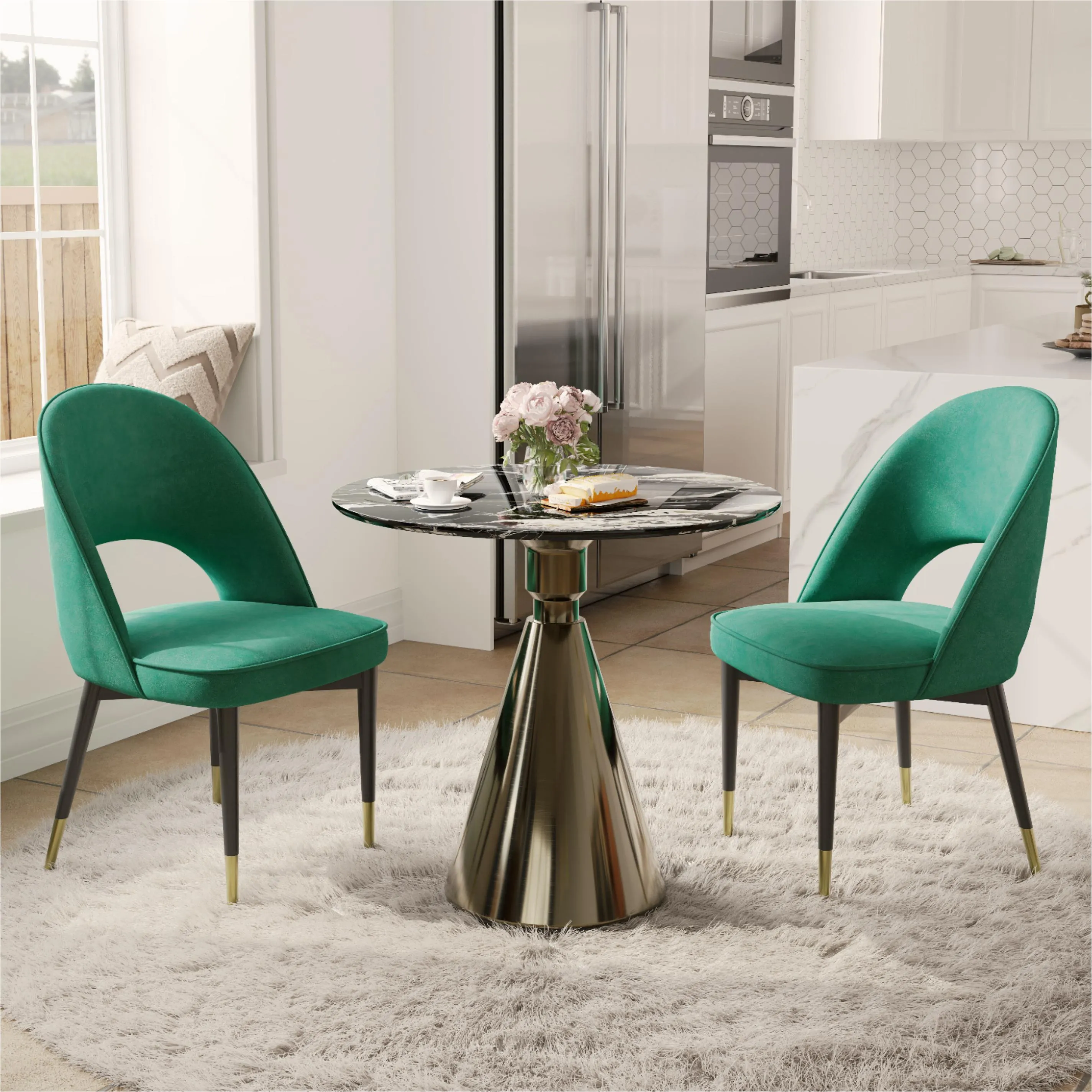 Modern Upholstered Green Velvet Dining Chairs Modern Upholstered Green Velvet Dining Chairs