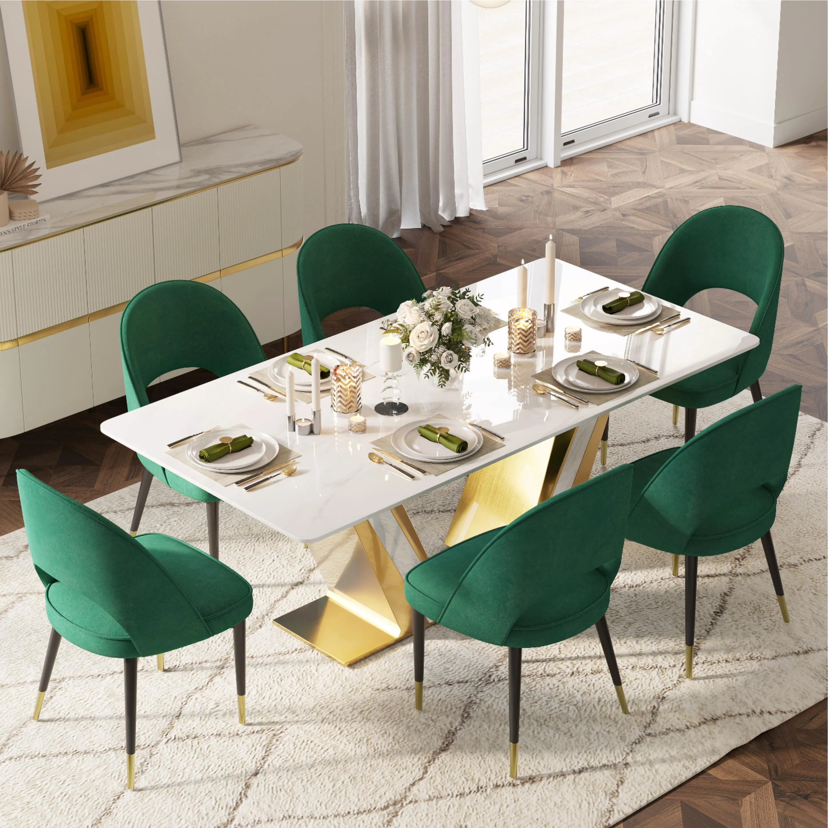Modern Upholstered Green Velvet Dining Chairs Modern Upholstered Green Velvet Dining Chairs