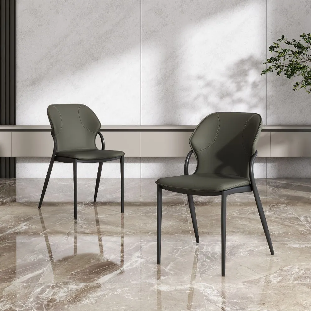 Contemporary Gray Wingback Dining Chairs