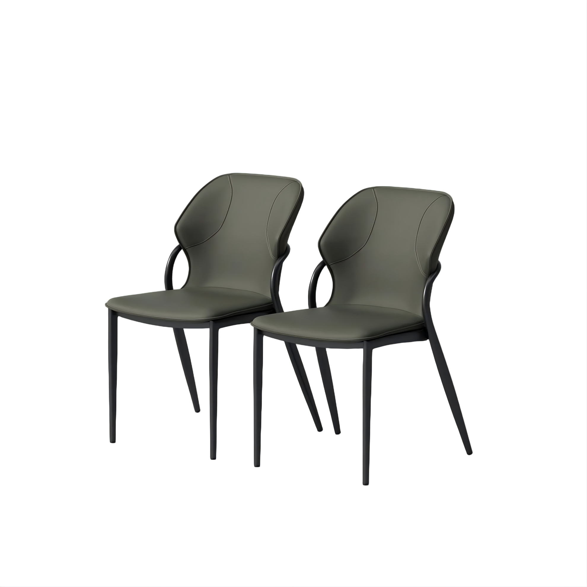 Contemporary Gray Wingback Dining Chairs