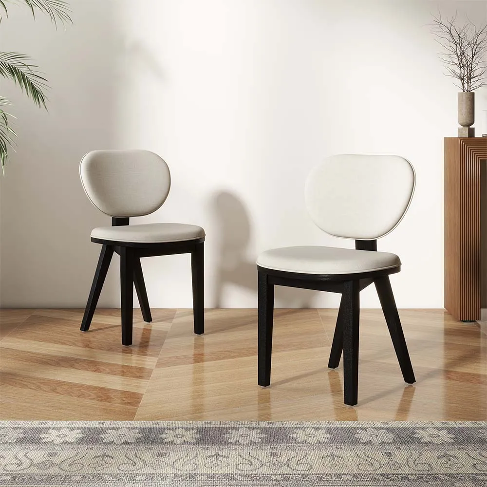Mid-Century Modern Upholstered Linen Dining Chair